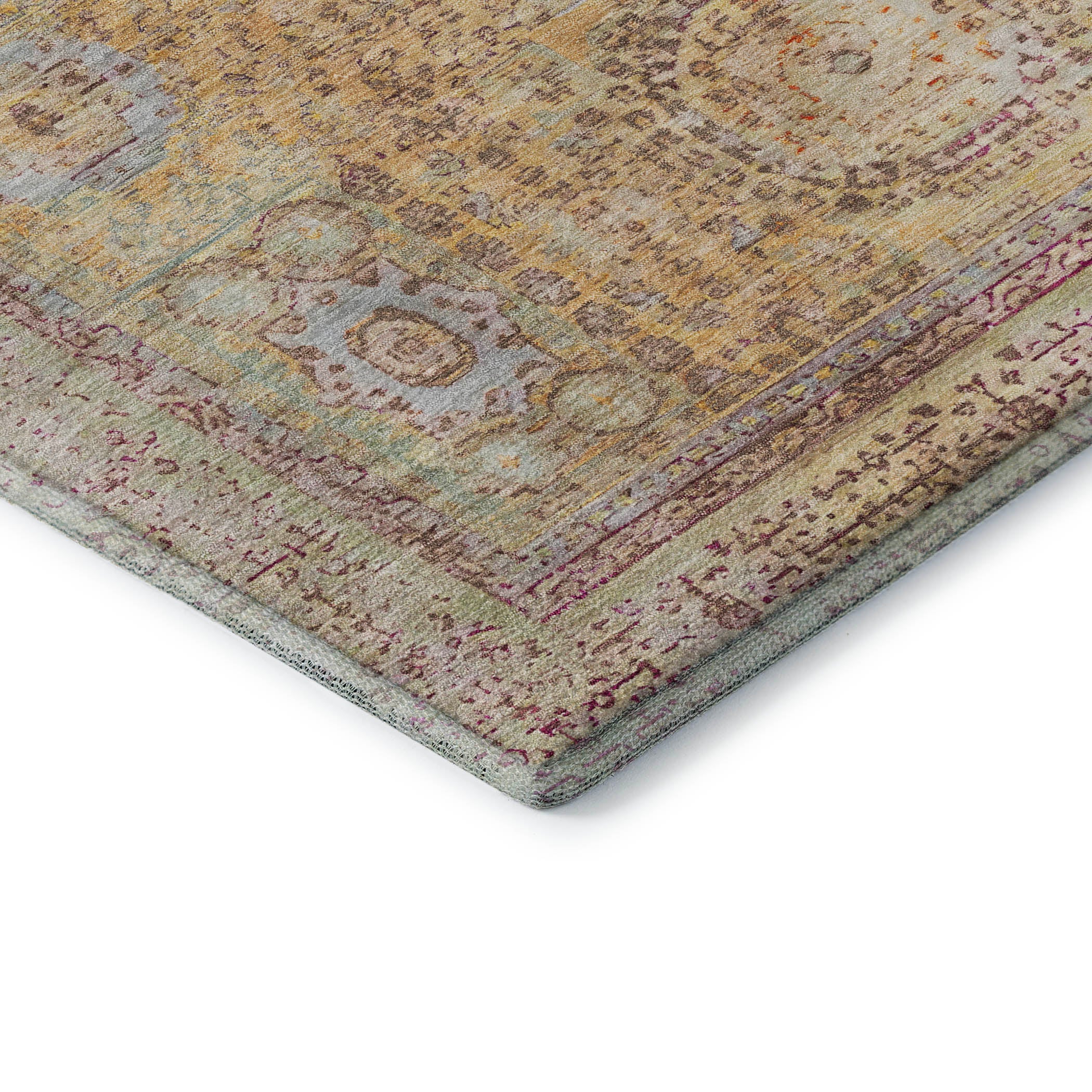 Budapest Machine Washable Traditional Gold Rug 1'8" x 2'6" #shape_Rectangle
