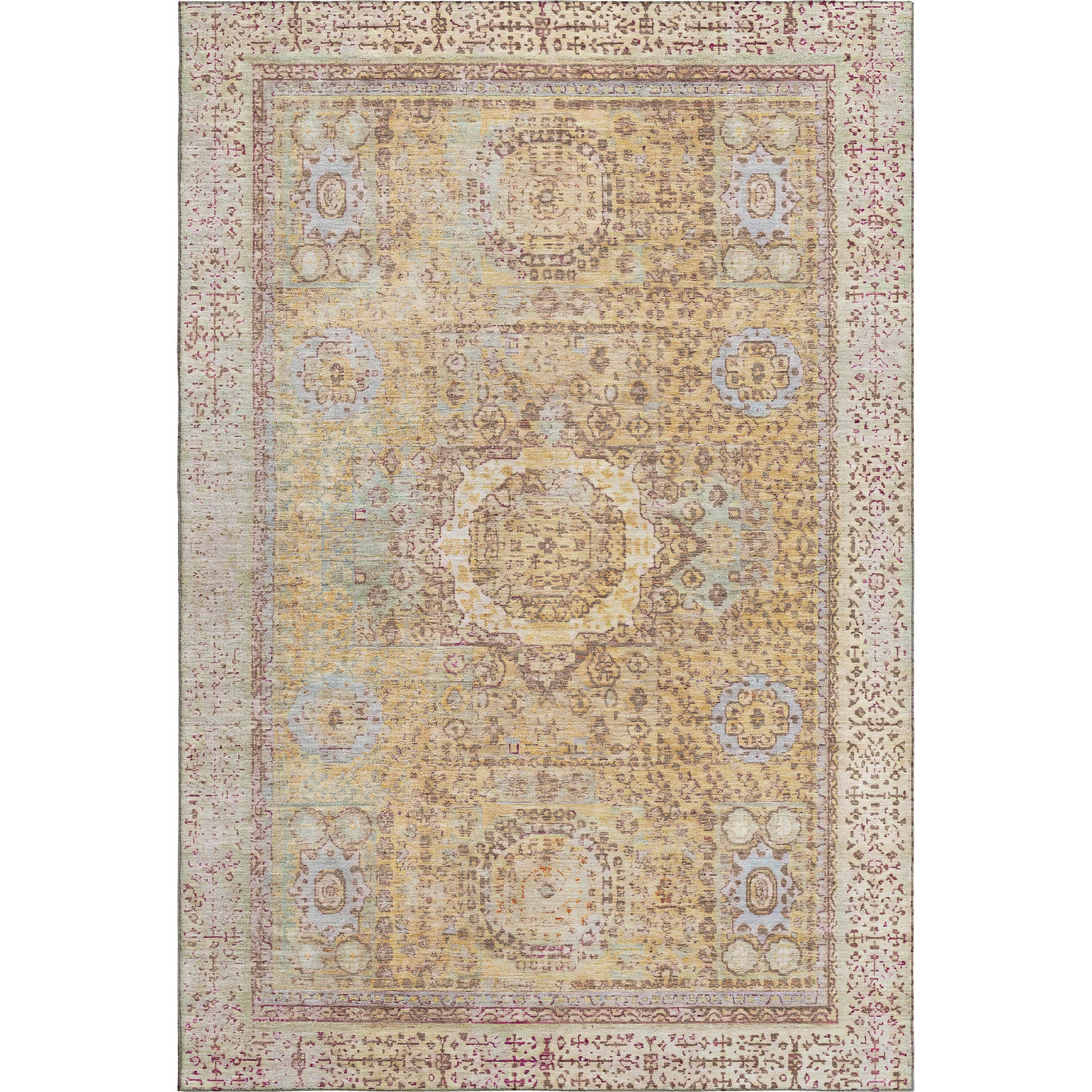 Budapest Machine Washable Traditional Gold Rug 2'6" x 3'10" #shape_Rectangle