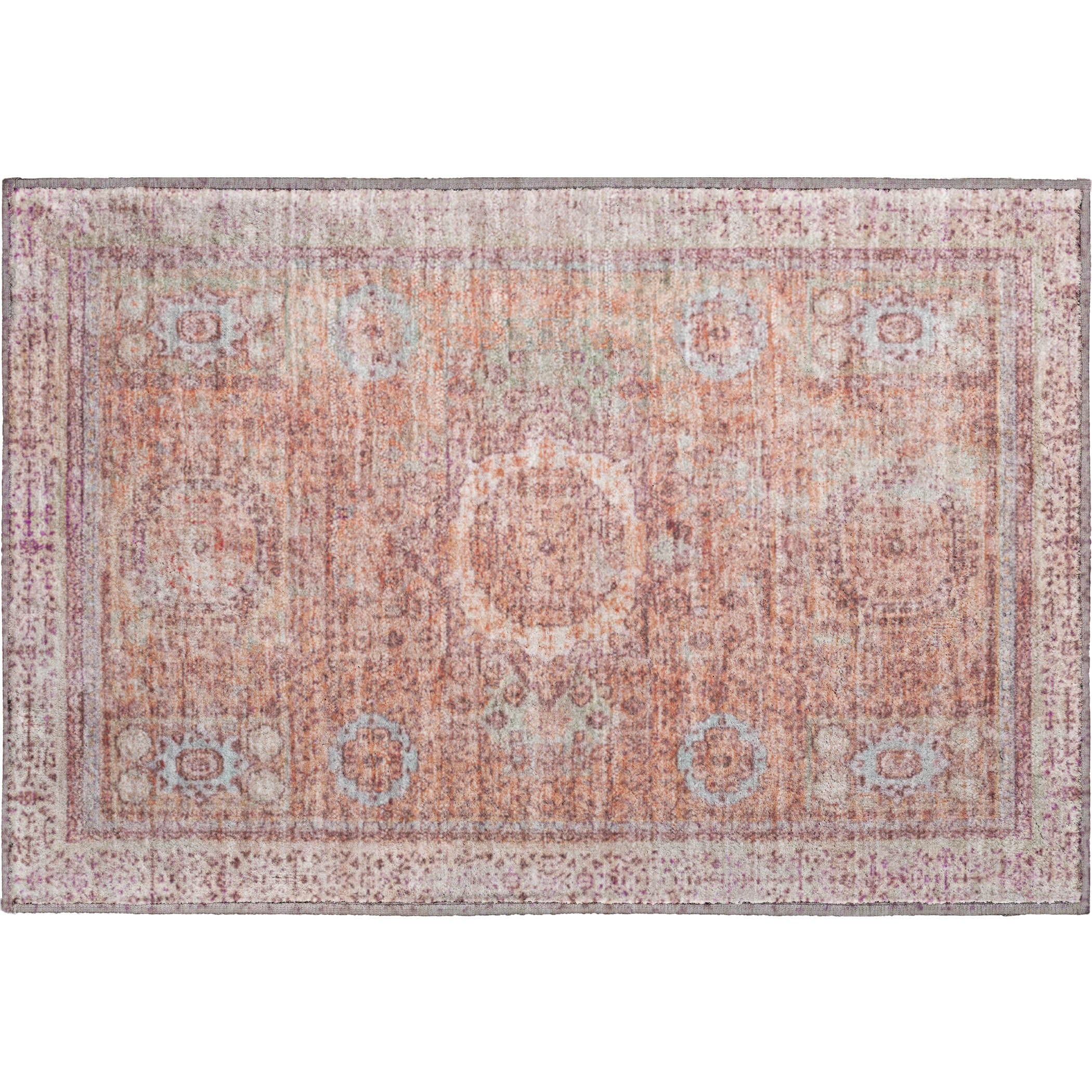 Budapest Machine Washable Traditional Orange Rug 1'8" x 2'6" #shape_Rectangle