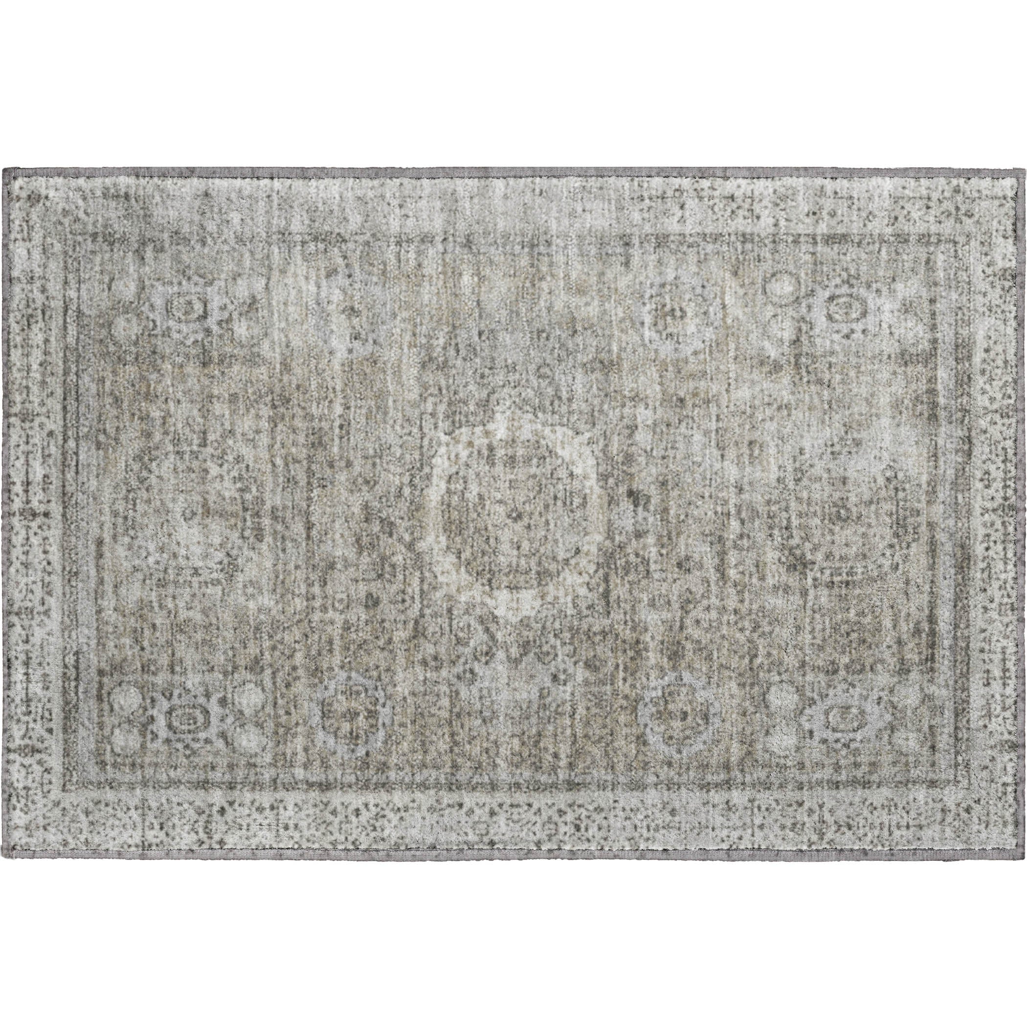 Budapest Machine Washable Traditional Pewter Gray Rug 1'8" x 2'6" #shape_Rectangle
