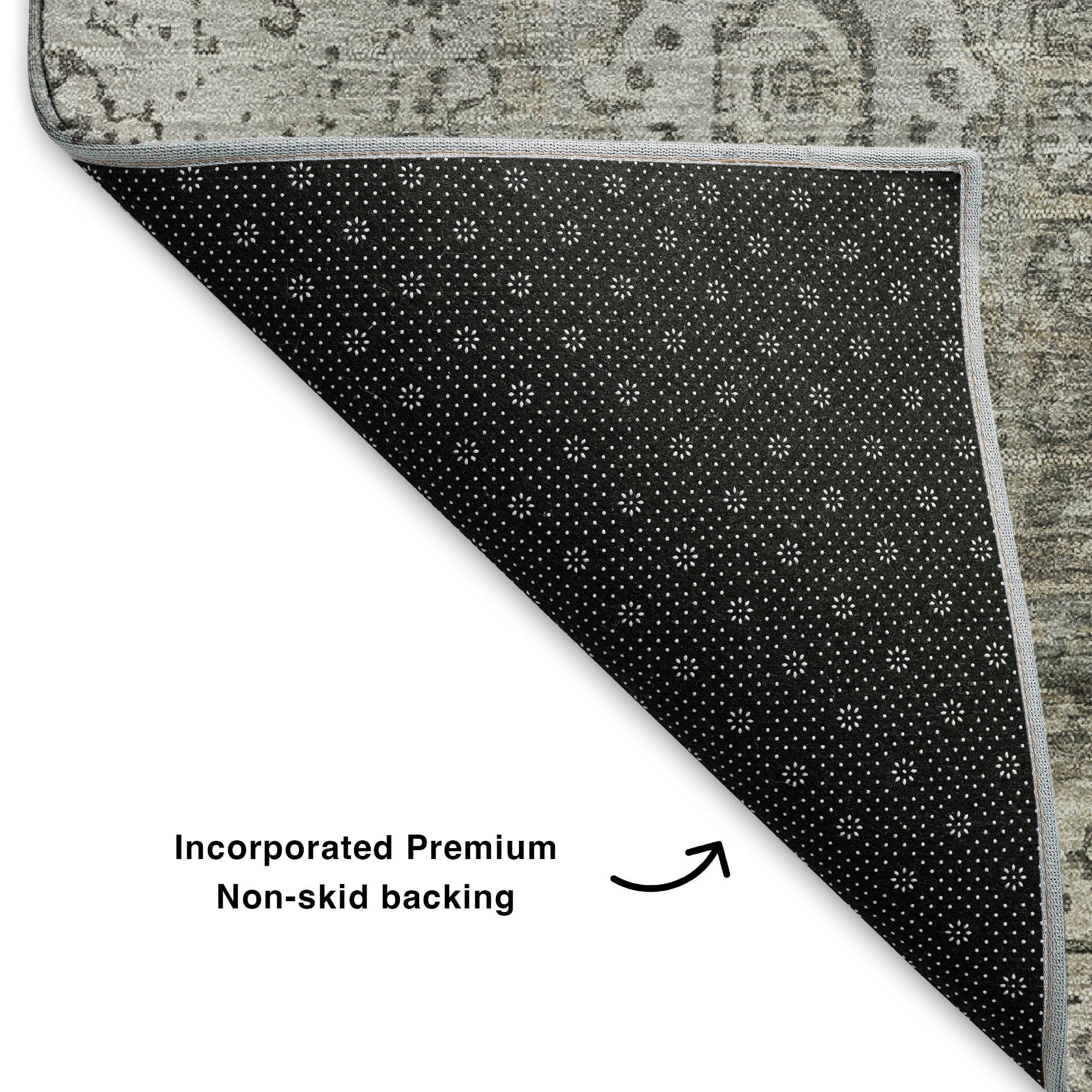 Budapest Machine Washable Traditional Pewter Gray Rug 1'8" x 2'6" #shape_Rectangle