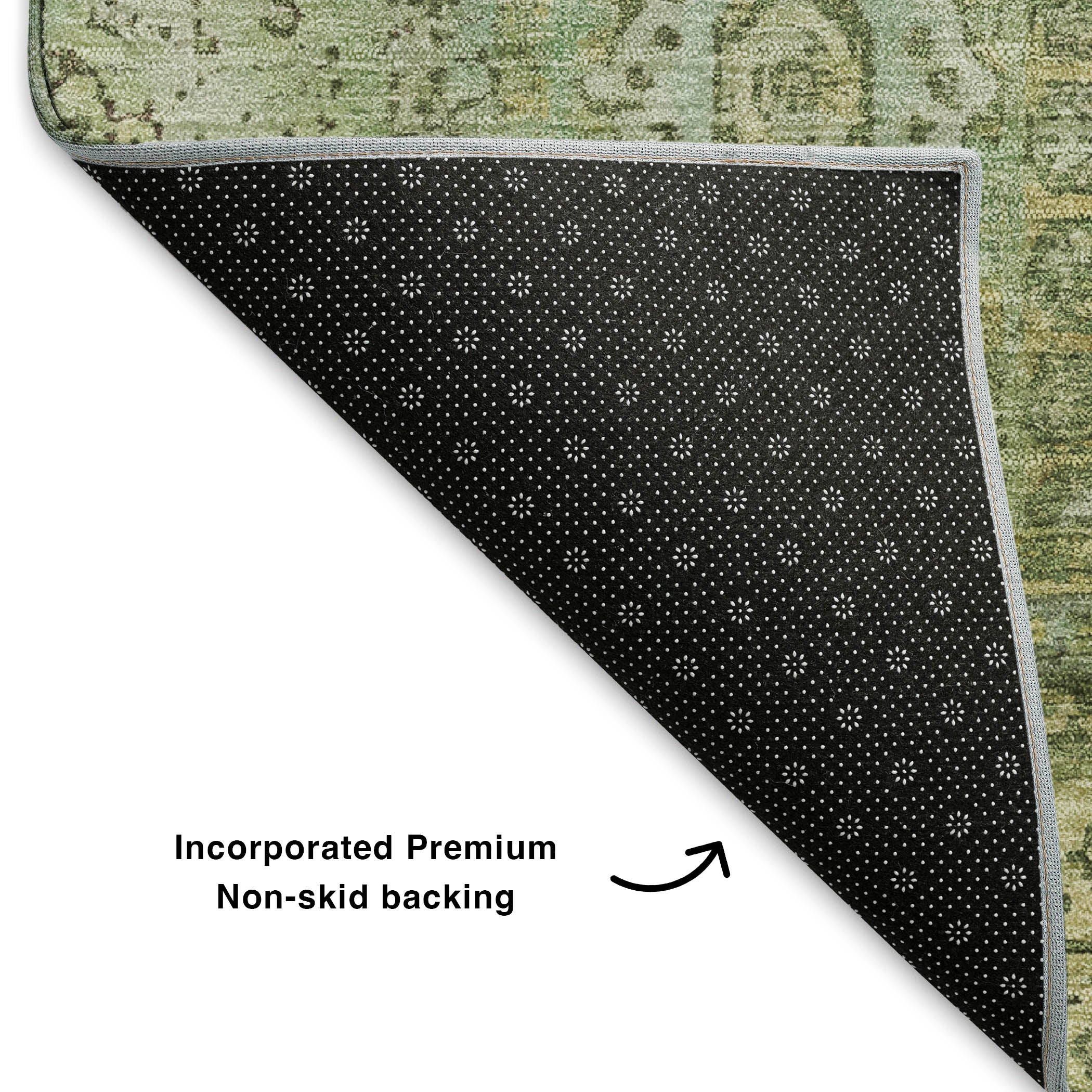 Budapest Machine Washable Traditional Sage Green Rug 1'8" x 2'6" #shape_Rectangle