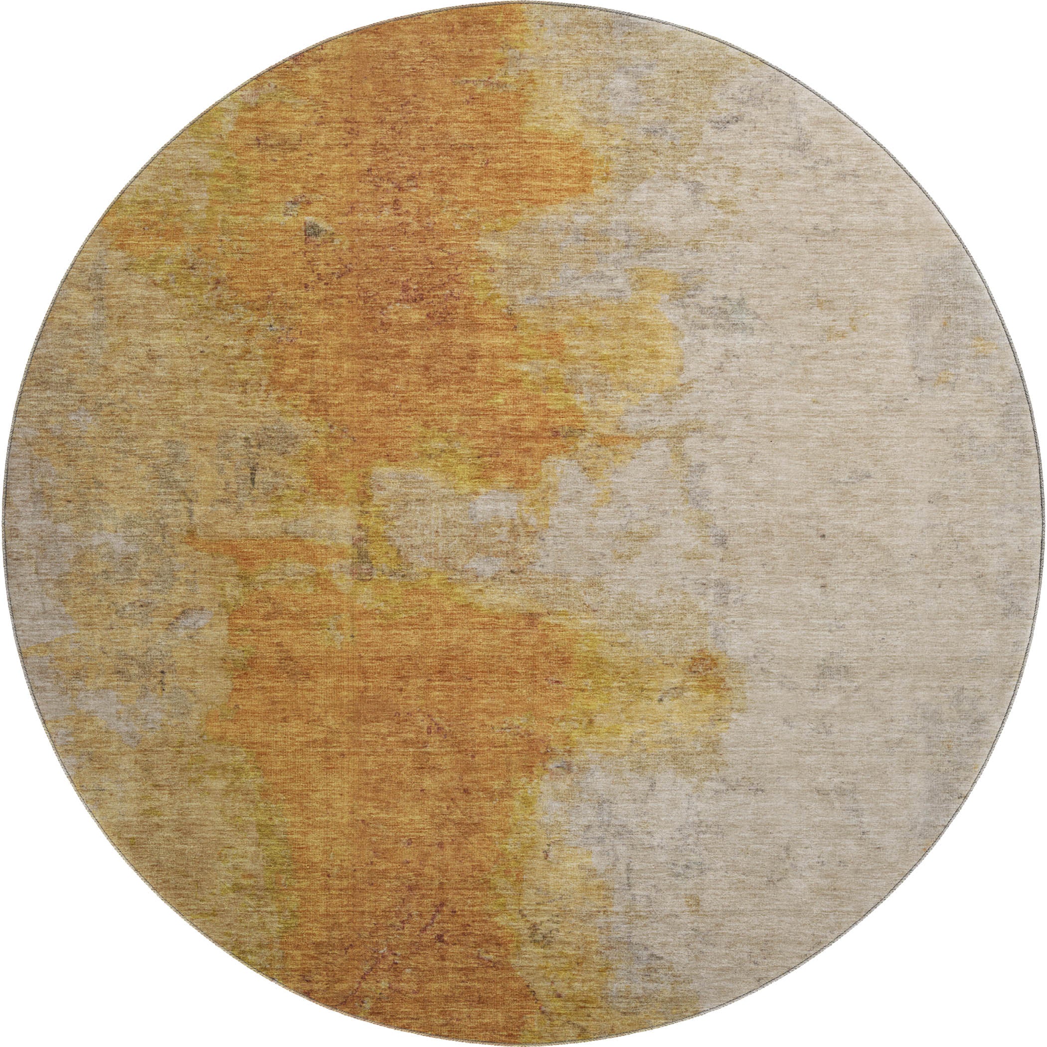 Salzburg Machine Washable Transitional Copper Orange Rug 8' x 8' #shape_Round