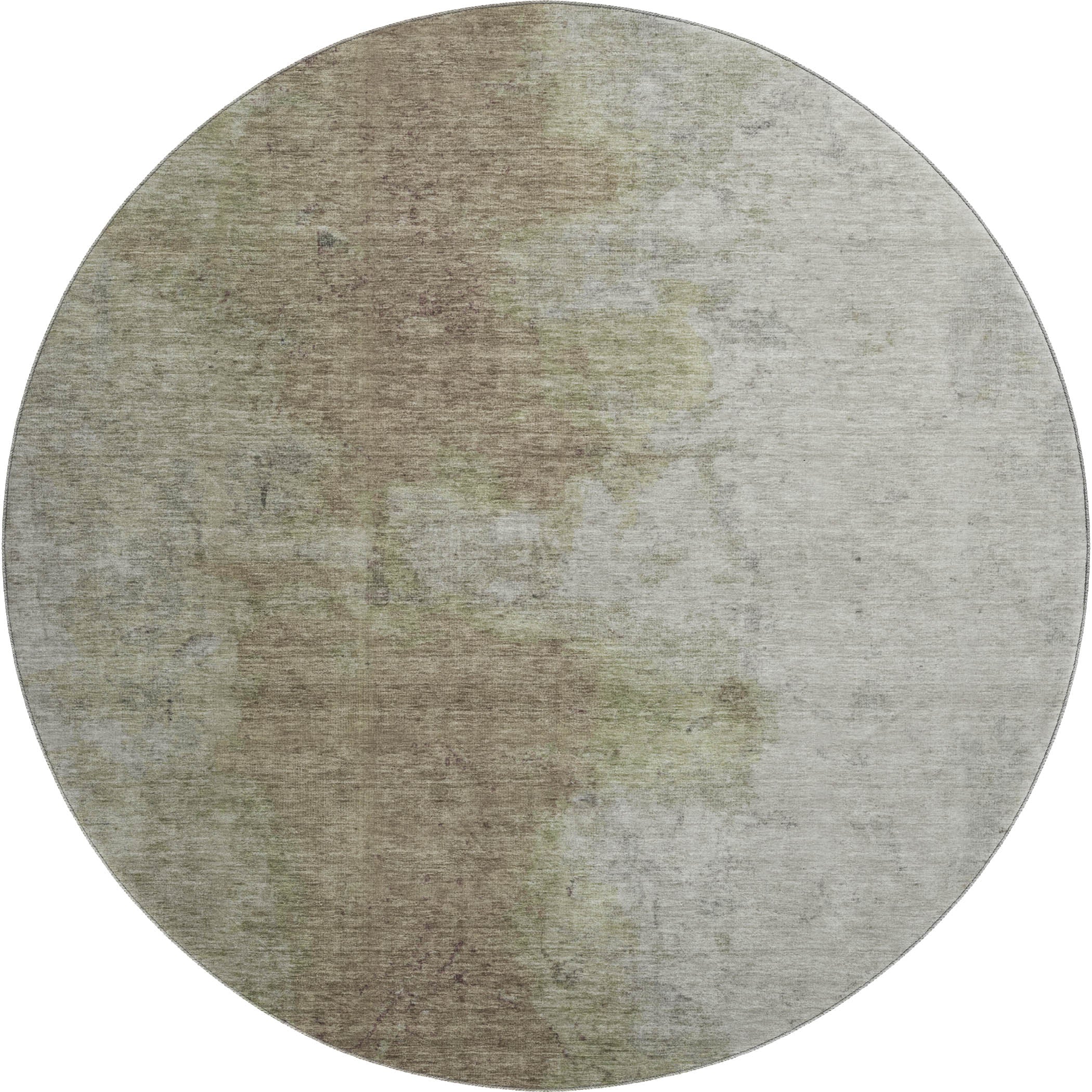 Salzburg Machine Washable Transitional Taupe Brown Rug 8' x 8' #shape_Round