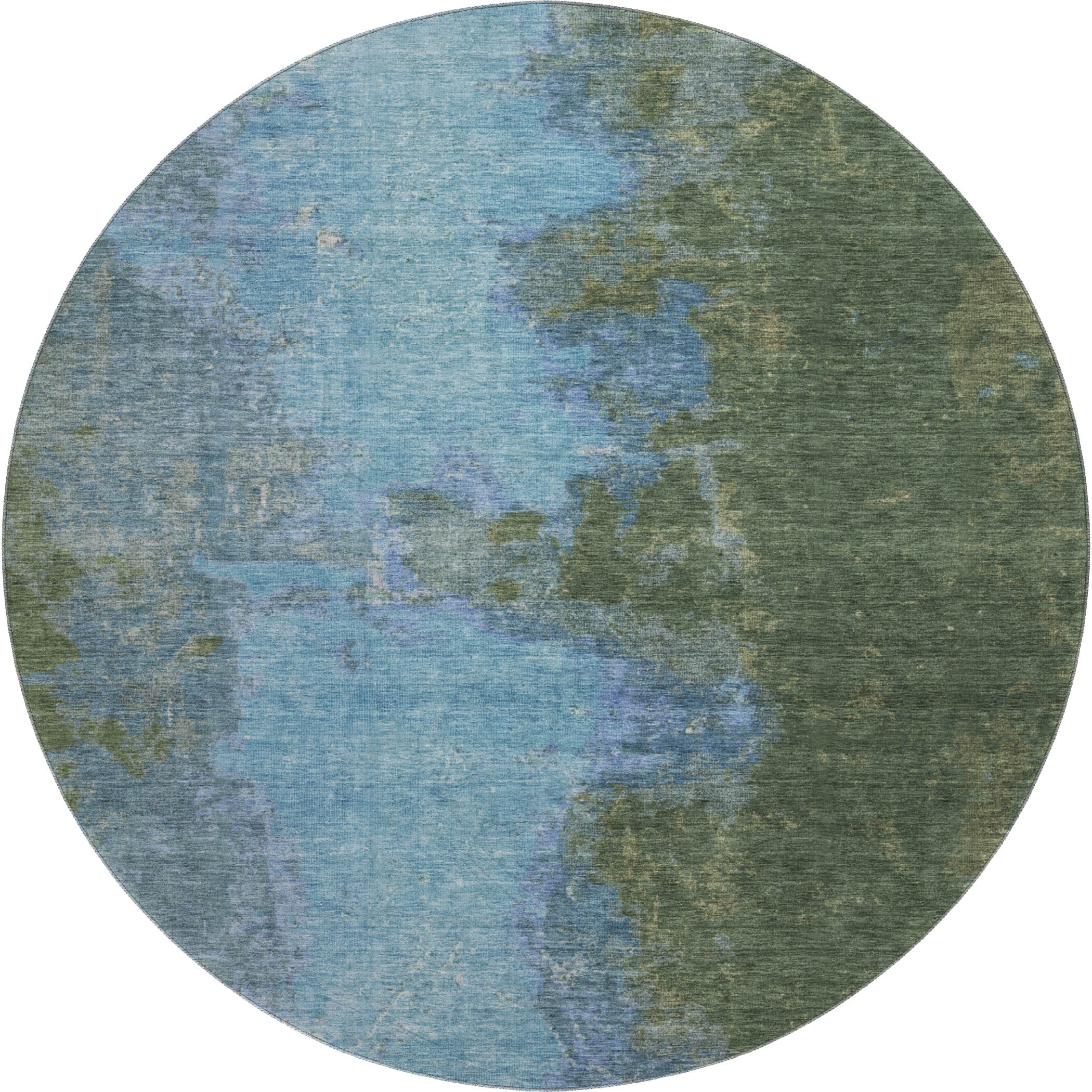 Dubrovnik Machine Washable Transitional Cactus Green Rug 8' x 8' #shape_Round