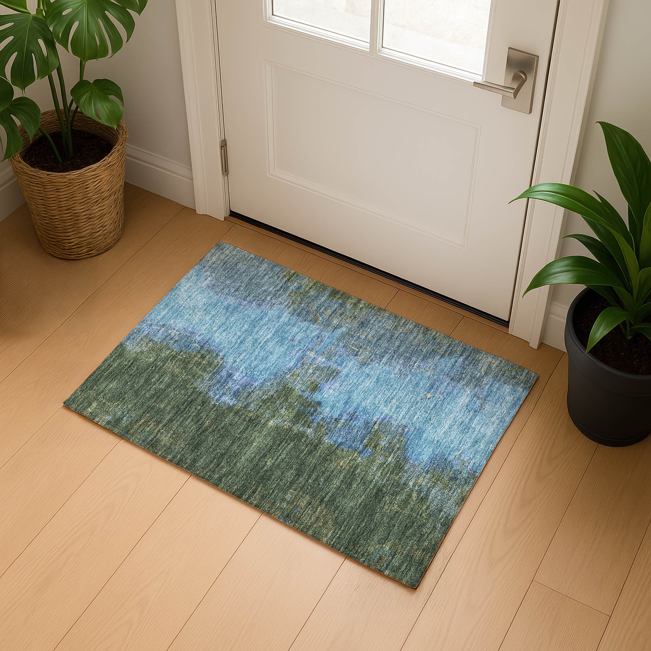 Dubrovnik Machine Washable Transitional Cactus Green Rug 1'8" x 2'6" #shape_Rectangle