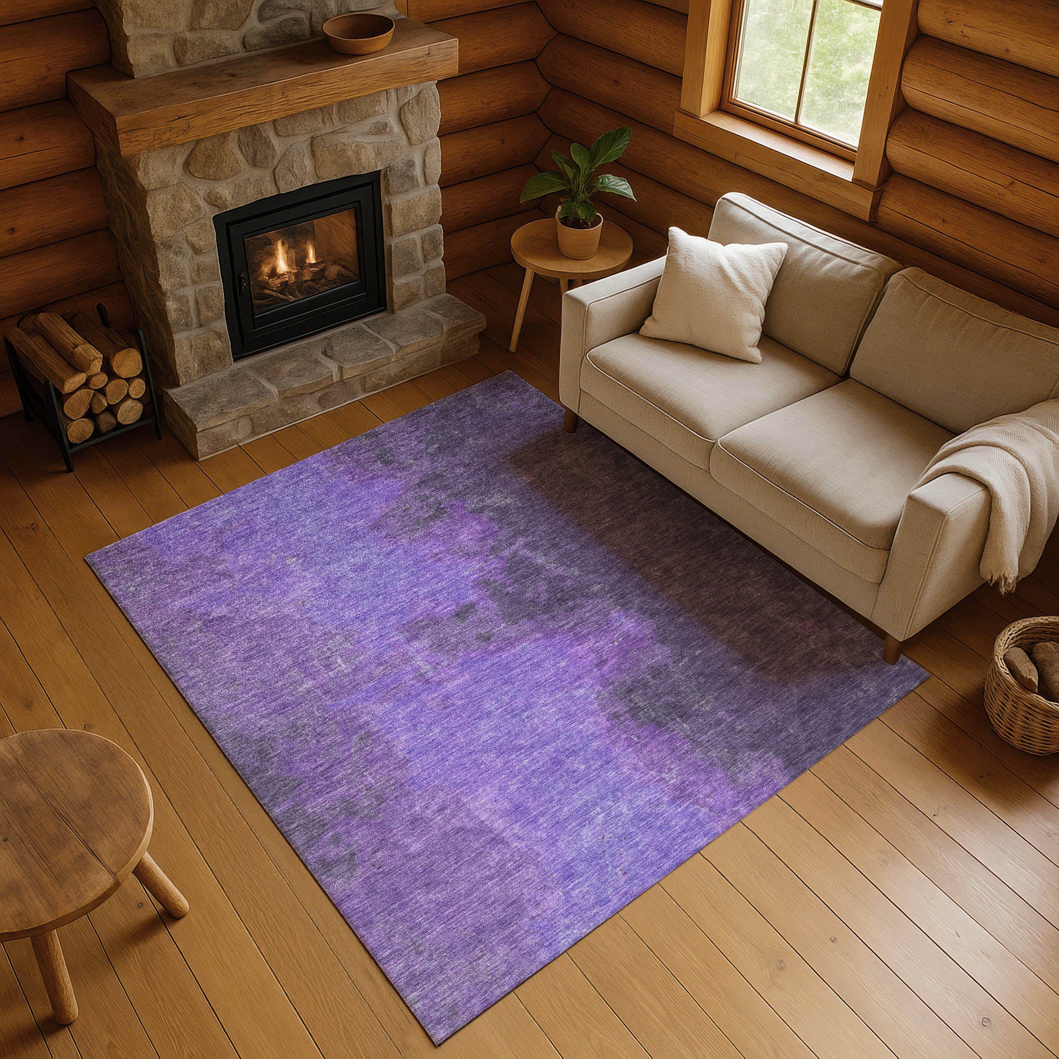 Dubrovnik Machine Washable Transitional Eggplant Purple Rug 2'6" x 3'10" #shape_Rectangle
