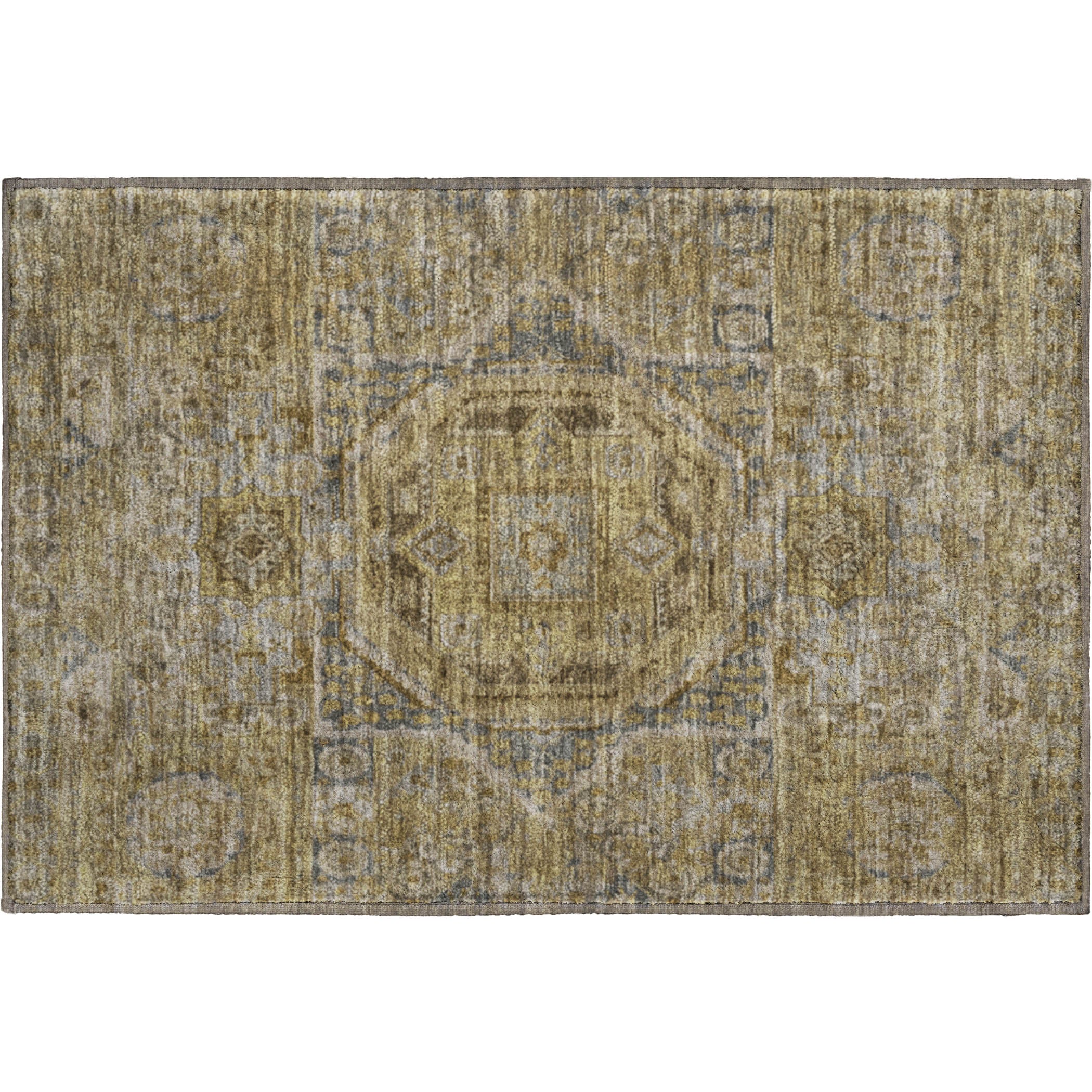 Dublin Machine Washable Traditional Brown Rug 1'8" x 2'6" #shape_Rectangle