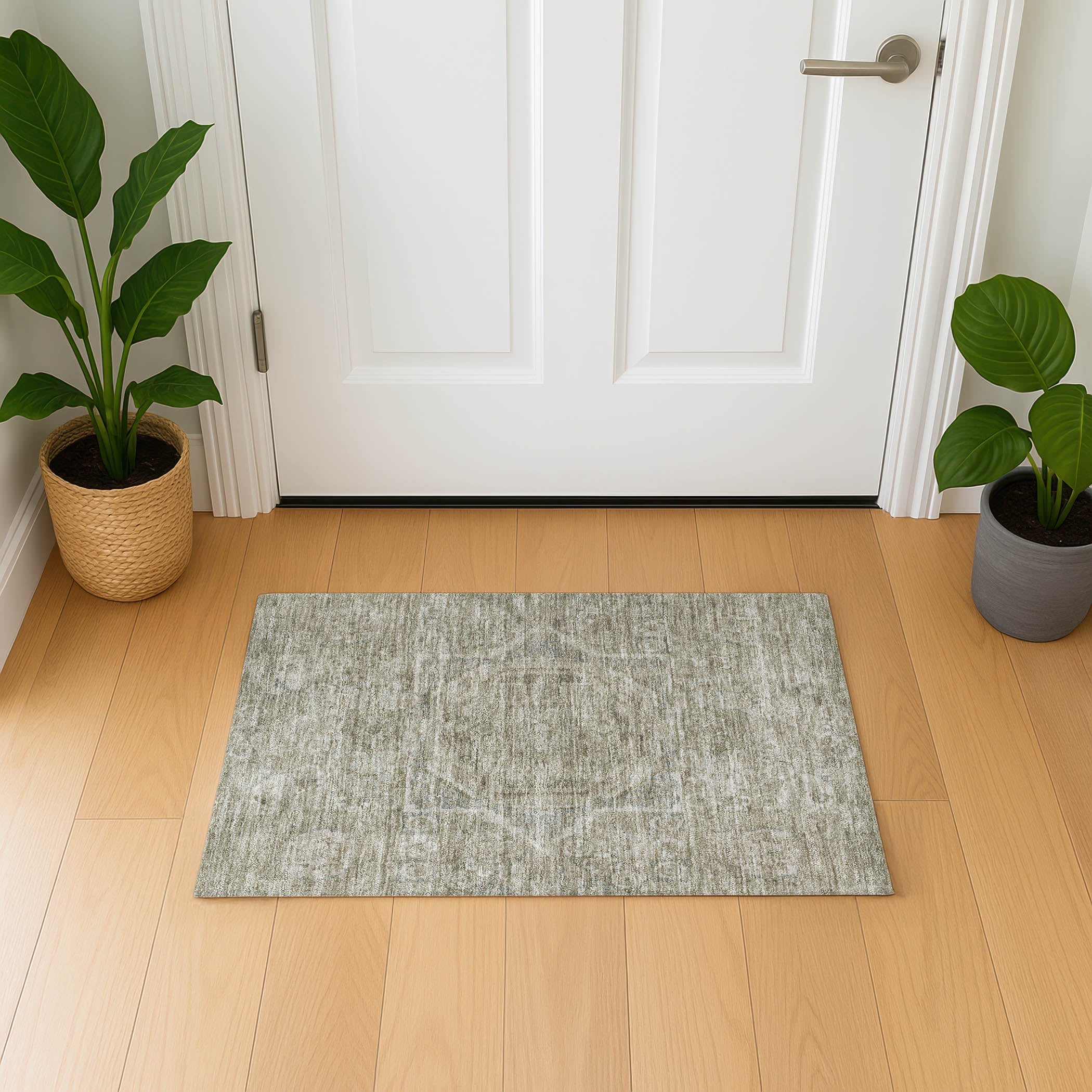 Dublin Machine Washable Traditional Gray Rug 1'8" x 2'6" #shape_Rectangle