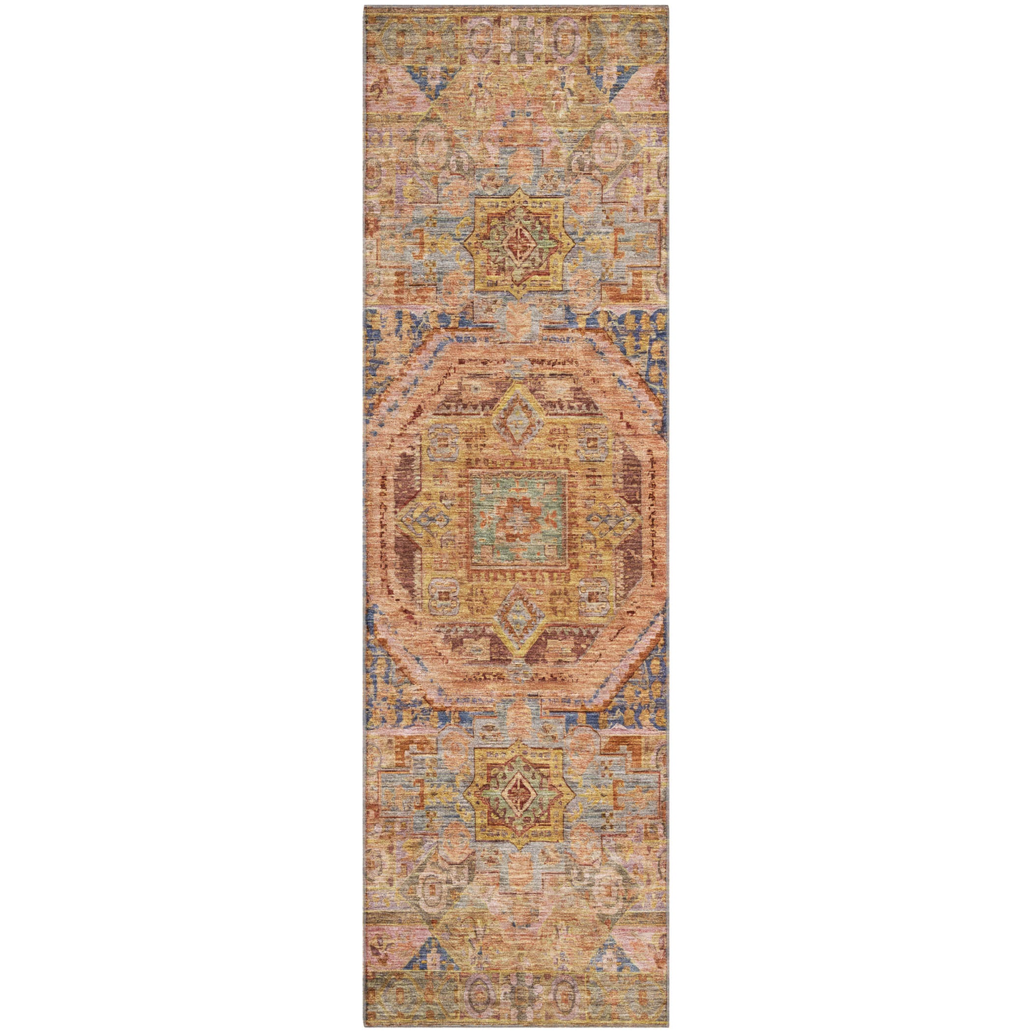 Dublin Machine Washable Traditional Paprika Orange Rug 2'3" x 7'6" #shape_Runner