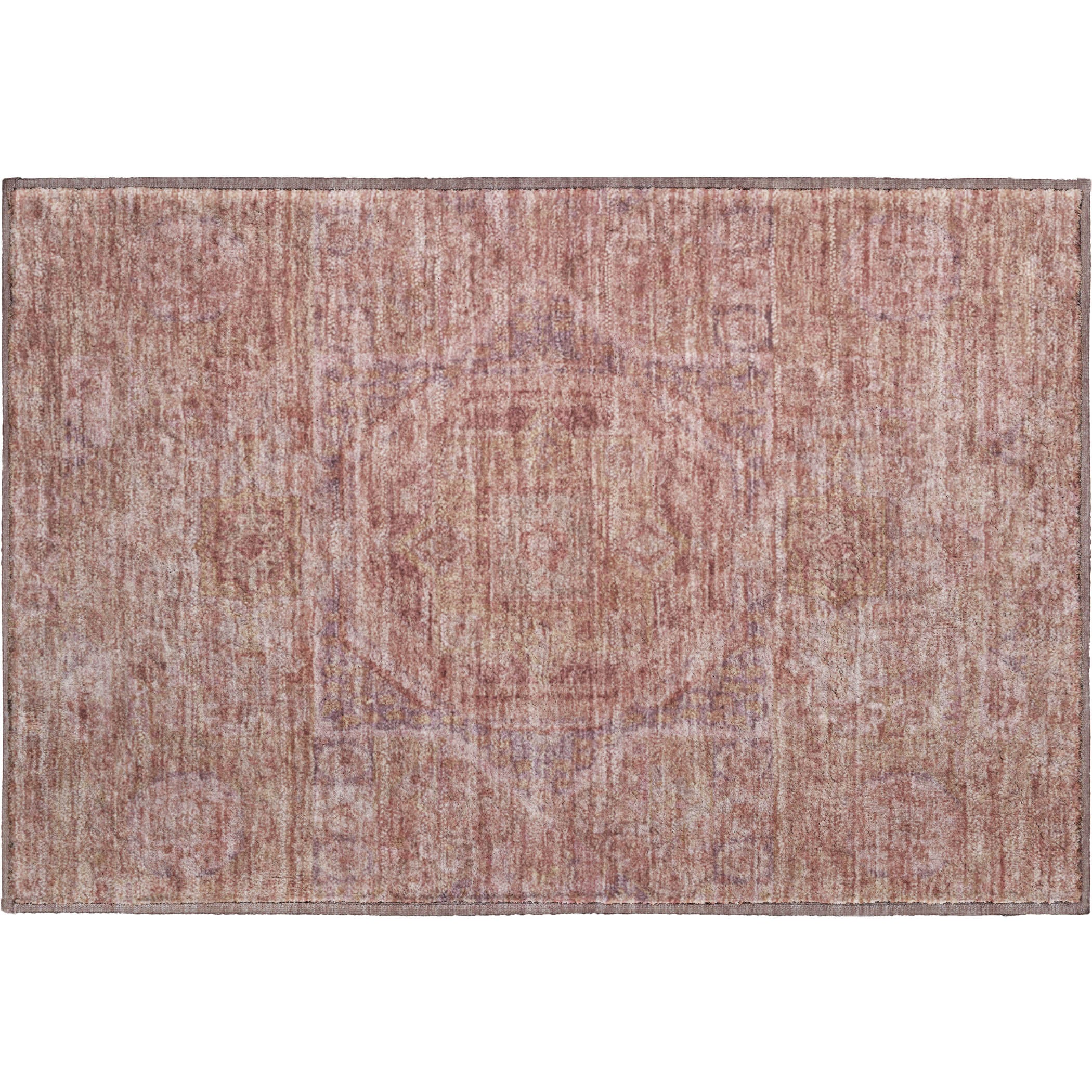 Dublin Machine Washable Traditional Salmon Orange Rug 1'8" x 2'6" #shape_Rectangle