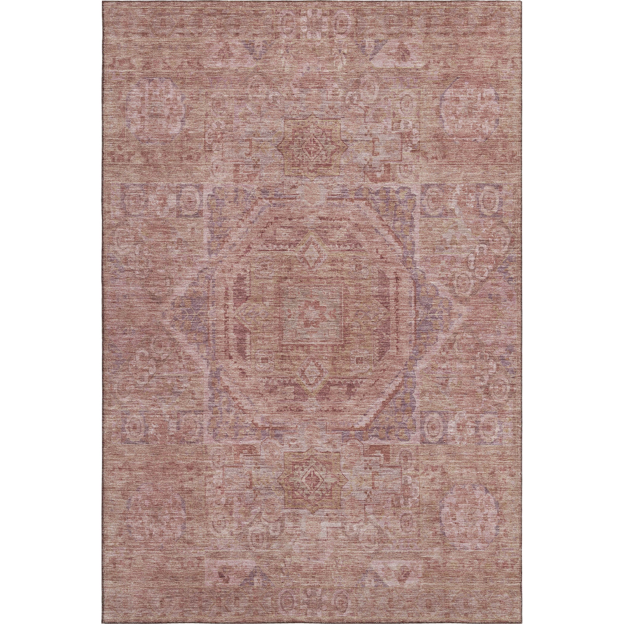 Dublin Machine Washable Traditional Salmon Orange Rug 2'6" x 3'10" #shape_Rectangle