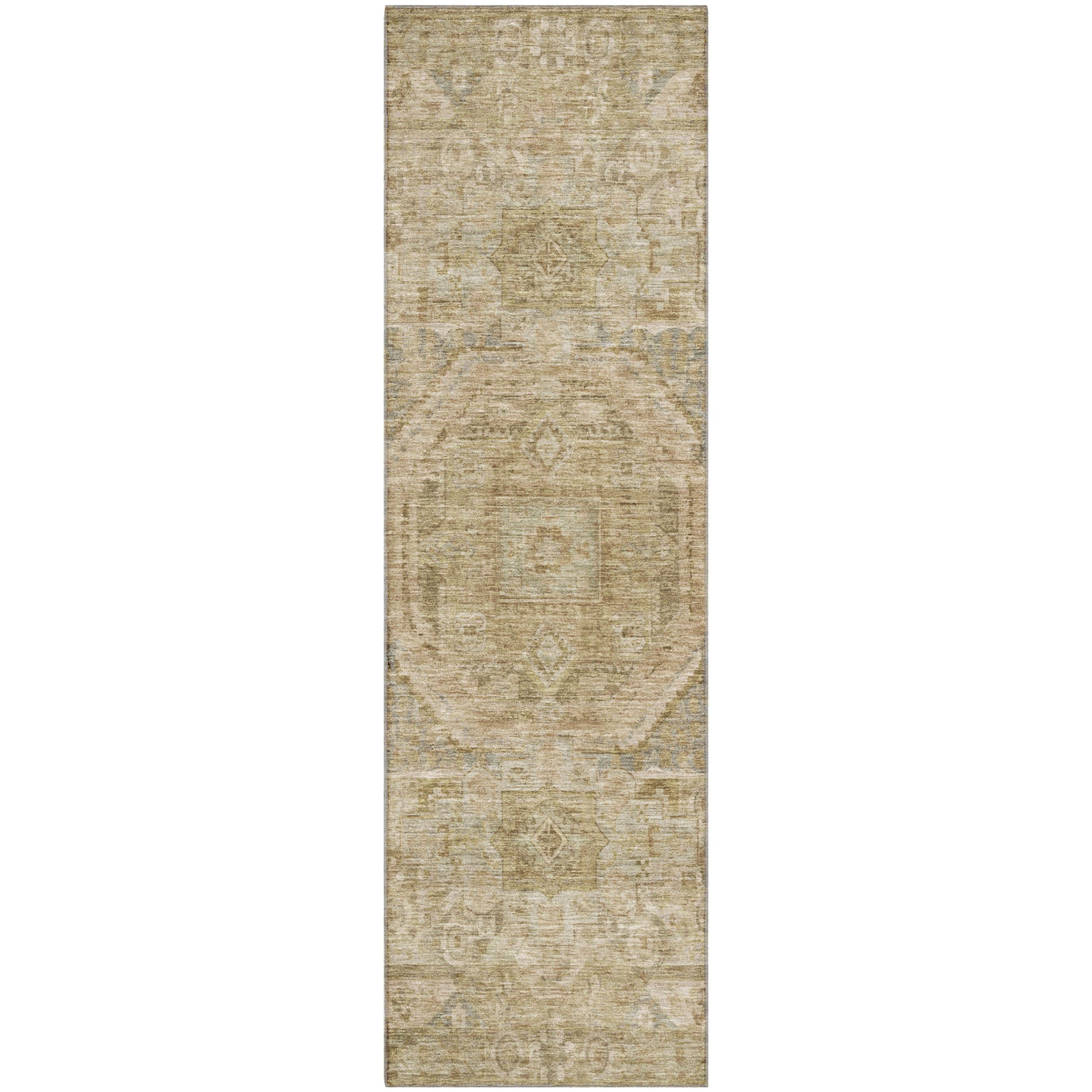 Dublin Machine Washable Traditional Tan Brown Rug 2'3" x 7'6" #shape_Runner