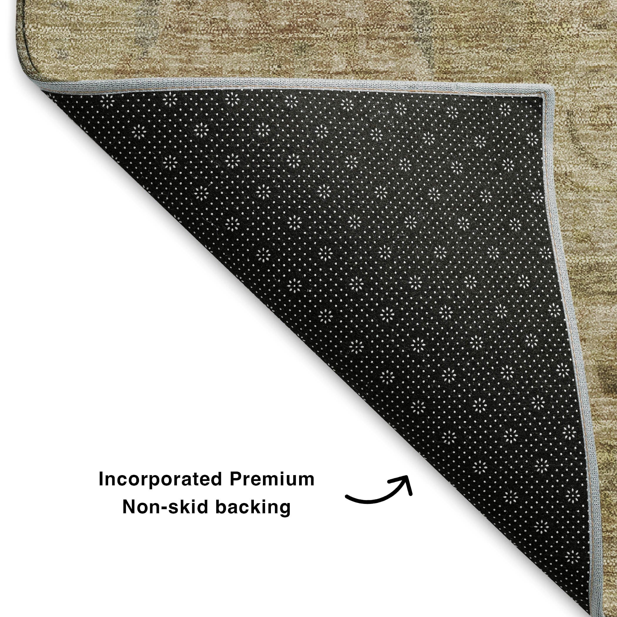 Dublin Machine Washable Traditional Tan Brown Rug 1'8" x 2'6" #shape_Rectangle