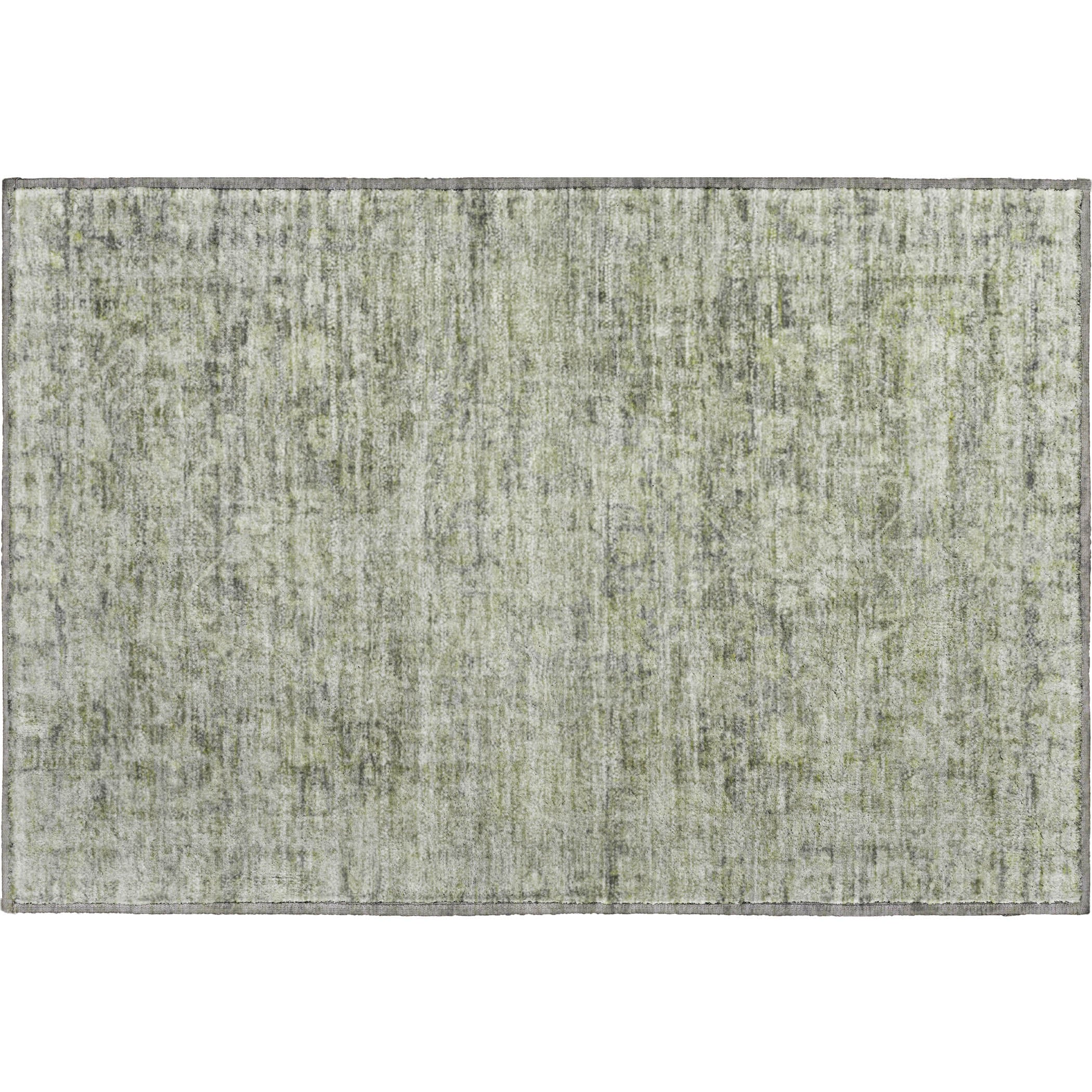 Seoul Machine Washable Traditional Aloe Green Rug 1'8" x 2'6" #shape_Rectangle