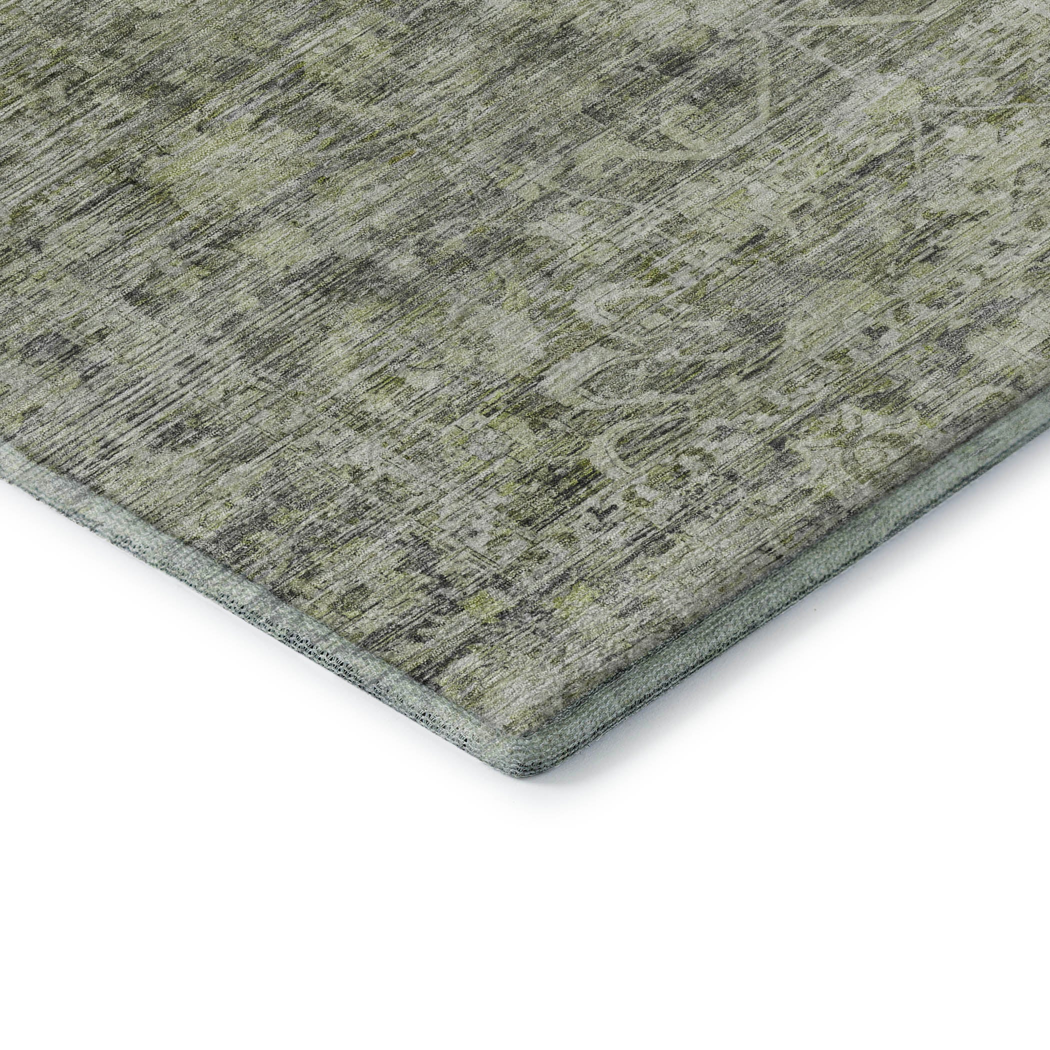 Seoul Machine Washable Traditional Aloe Green Rug 1'8" x 2'6" #shape_Rectangle