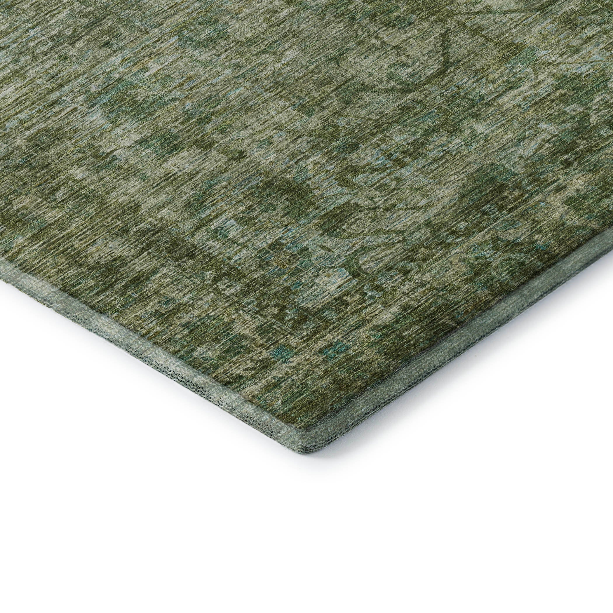 Seoul Machine Washable Traditional Olive Green Rug 1'8" x 2'6" #shape_Rectangle
