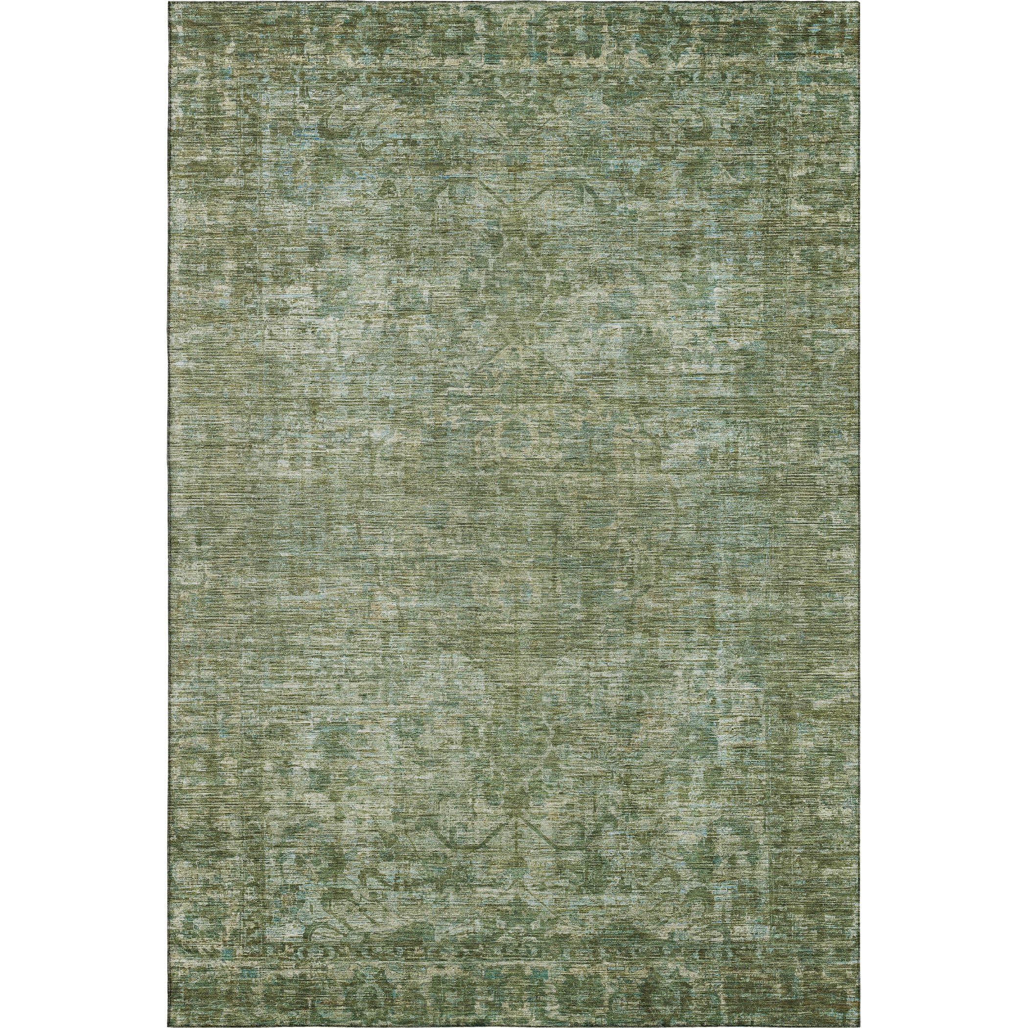 Seoul Machine Washable Traditional Olive Green Rug 2'6" x 3'10" #shape_Rectangle