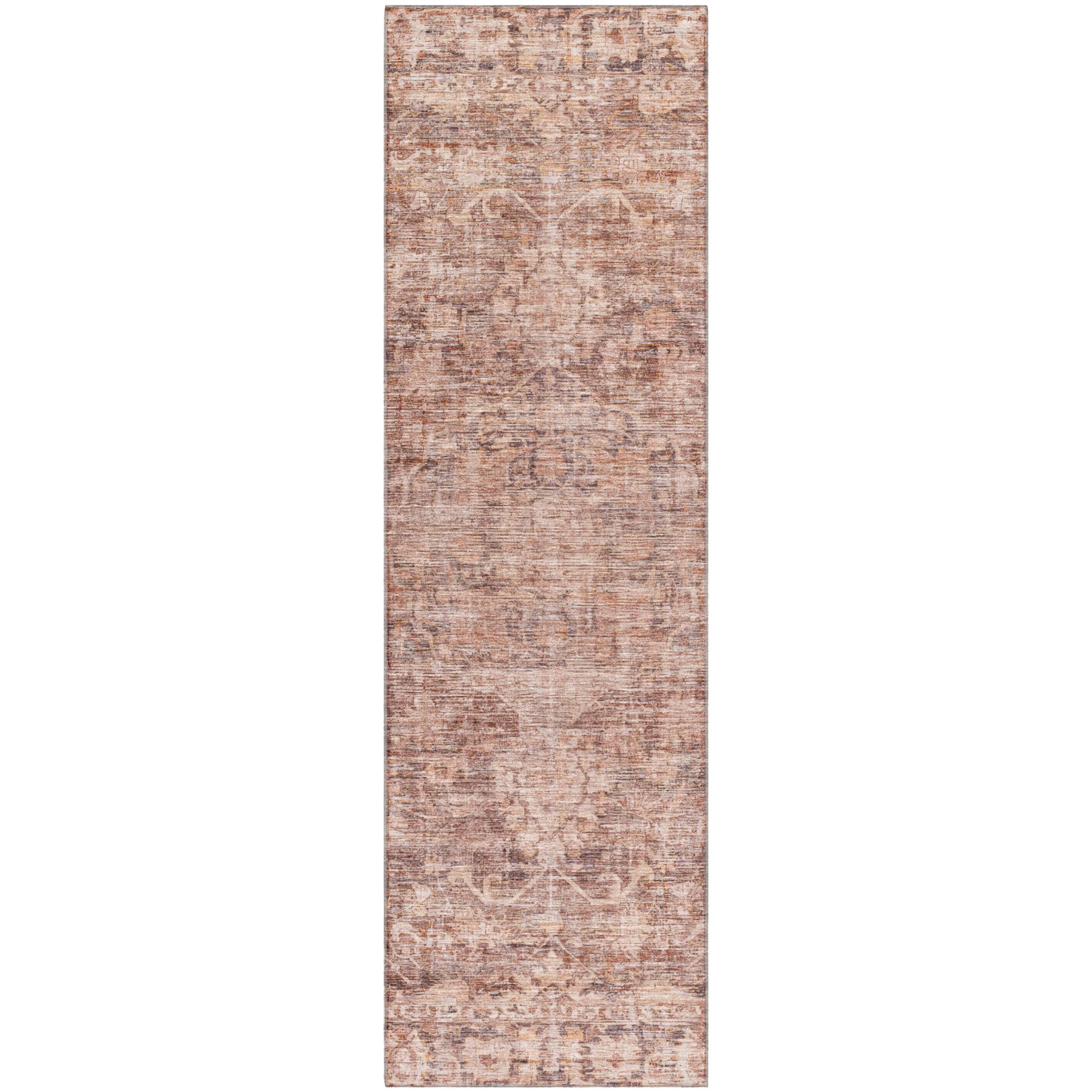 Seoul Machine Washable Traditional Paprika Orange Rug 2'3" x 7'6" #shape_Runner