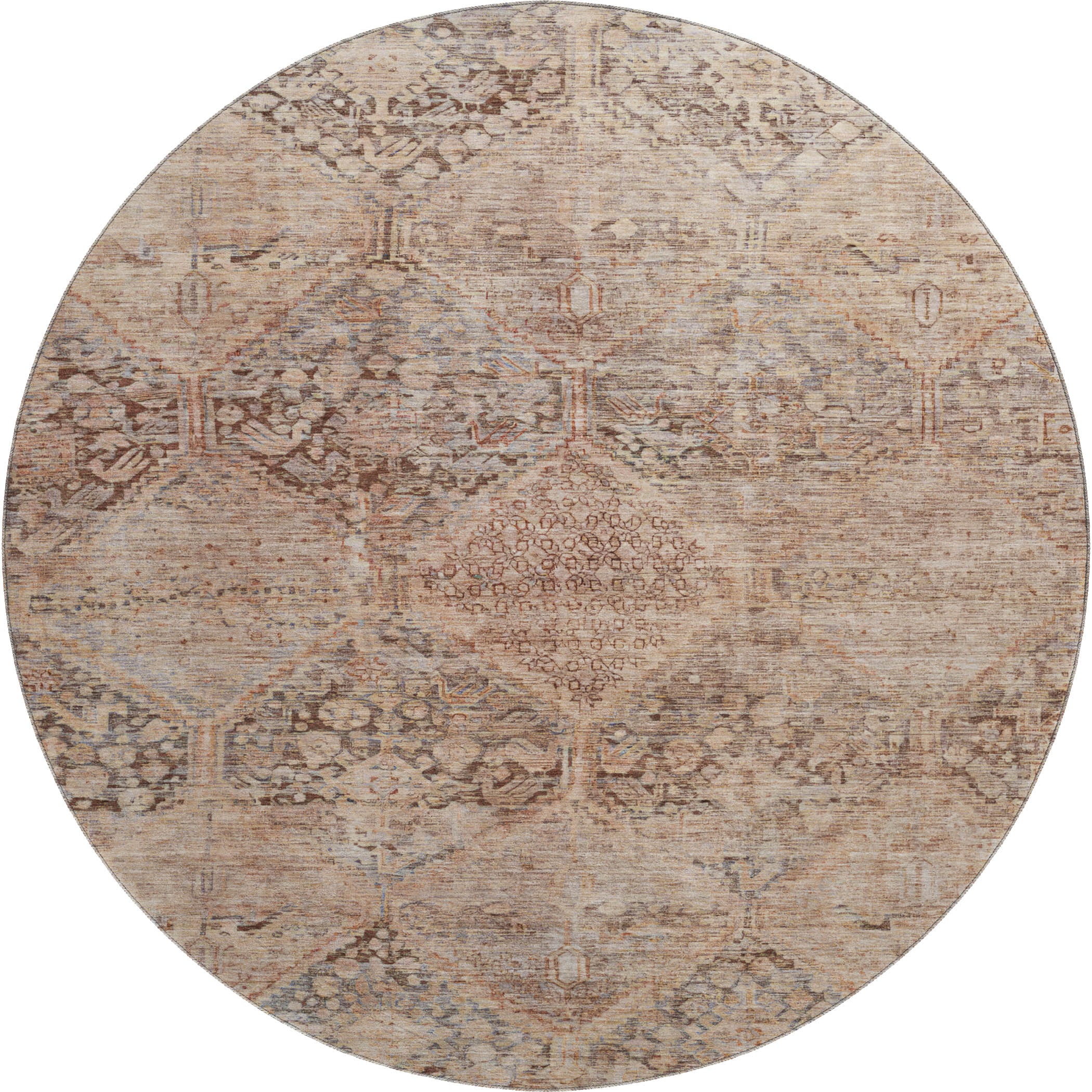 Lucerne Machine Washable Transitional Copper Orange Rug 8' x 8' #shape_Round