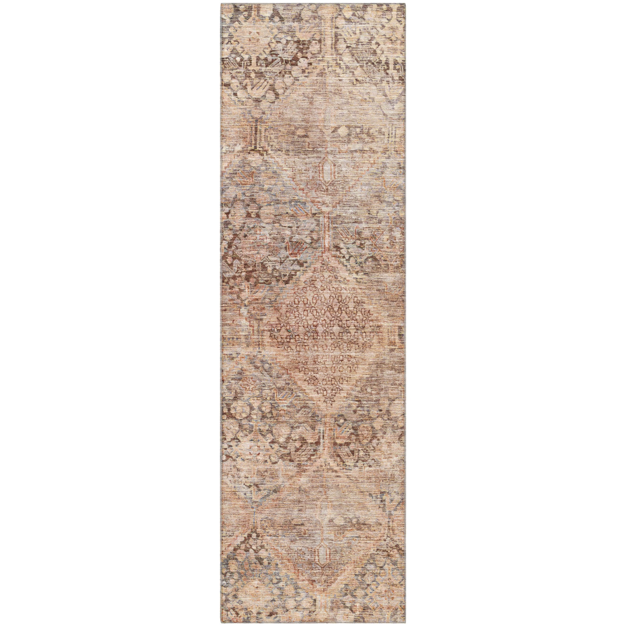 Lucerne Machine Washable Transitional Copper Orange Rug 2'3" x 7'6" #shape_Runner