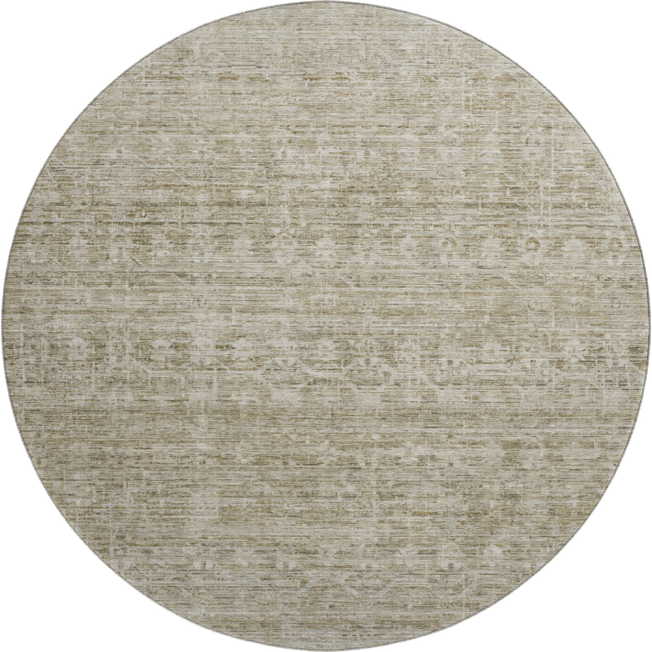 Seville Machine Washable Transitional Taupe Brown Rug 8' x 8' #shape_Round