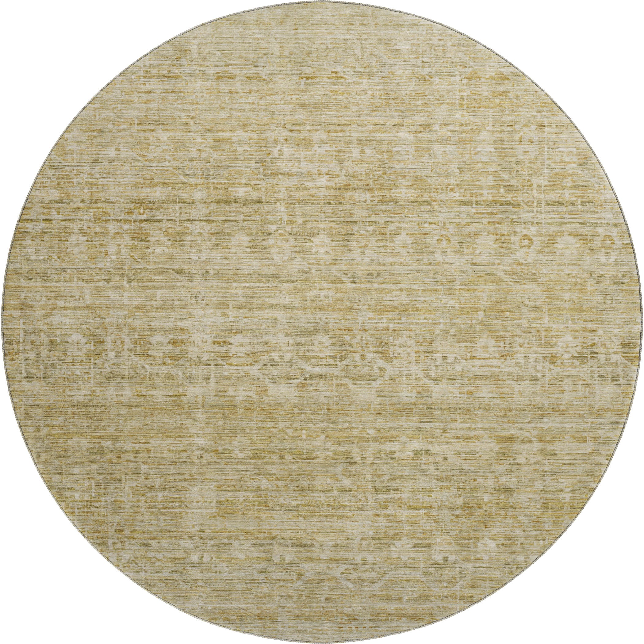 Seville Machine Washable Transitional Wheat Gold Rug 8' x 8' #shape_Round