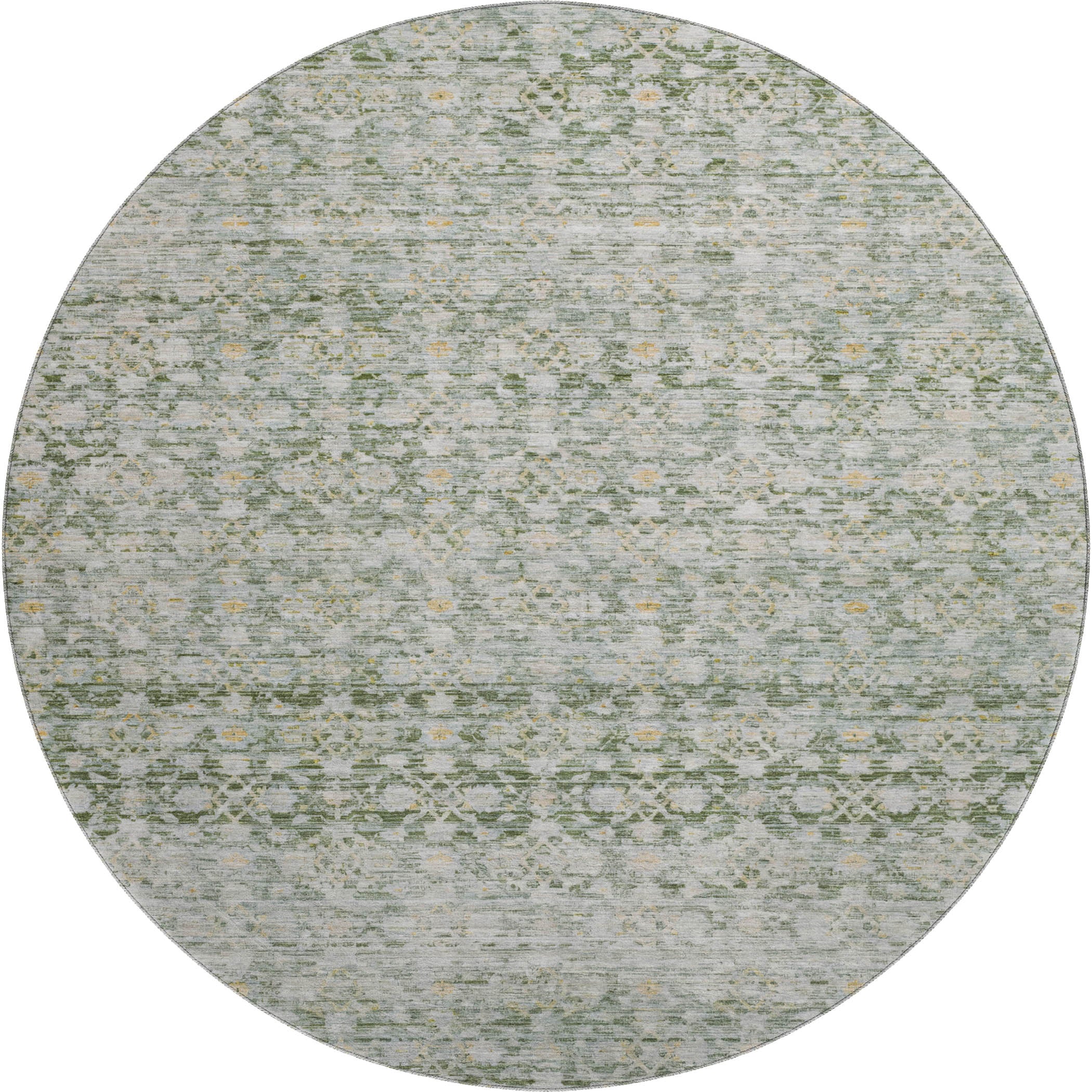 Reykjavik Machine Washable Transitional Green Rug 8' x 8' #shape_Round
