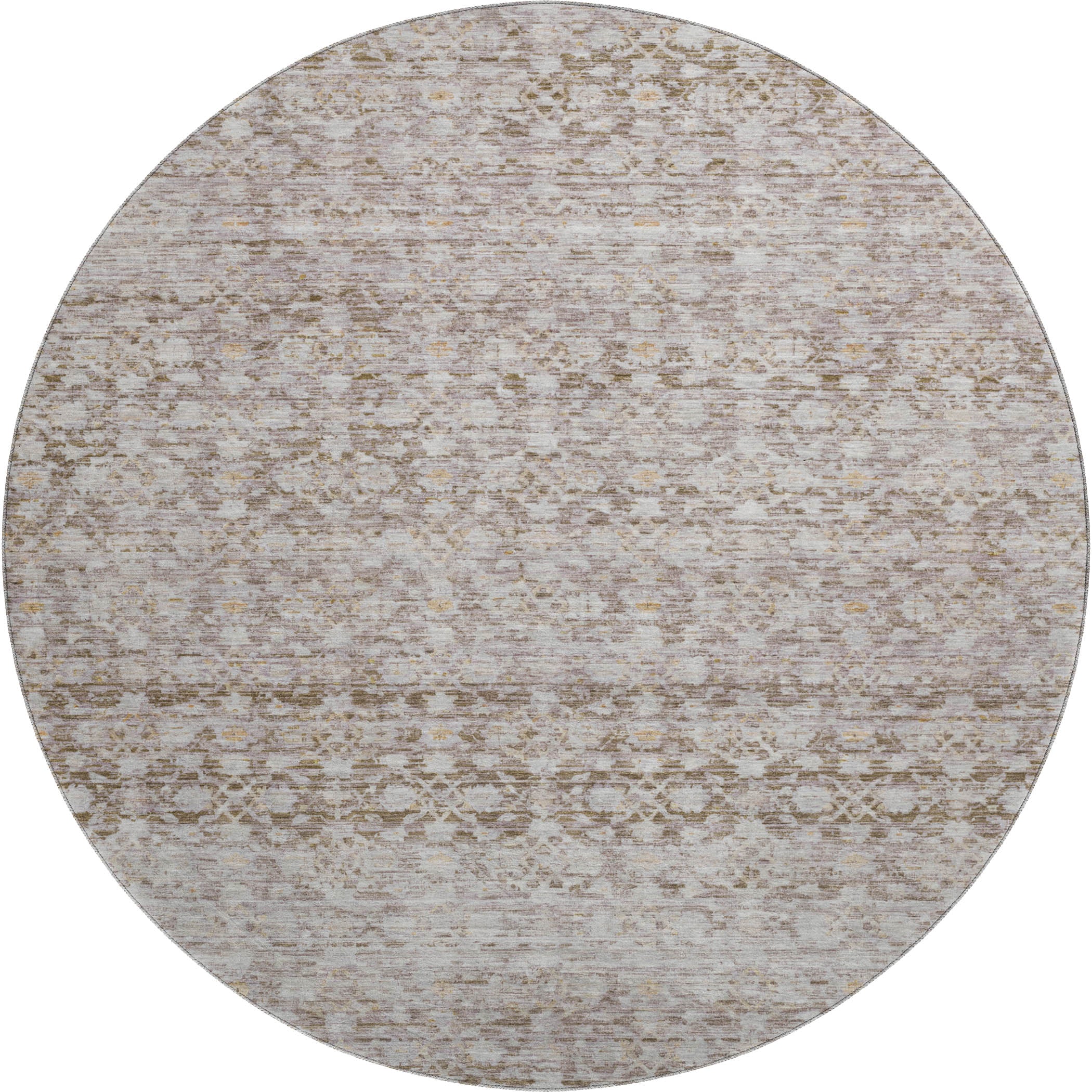 Reykjavik Machine Washable Transitional Taupe Brown Rug 8' x 8' #shape_Round