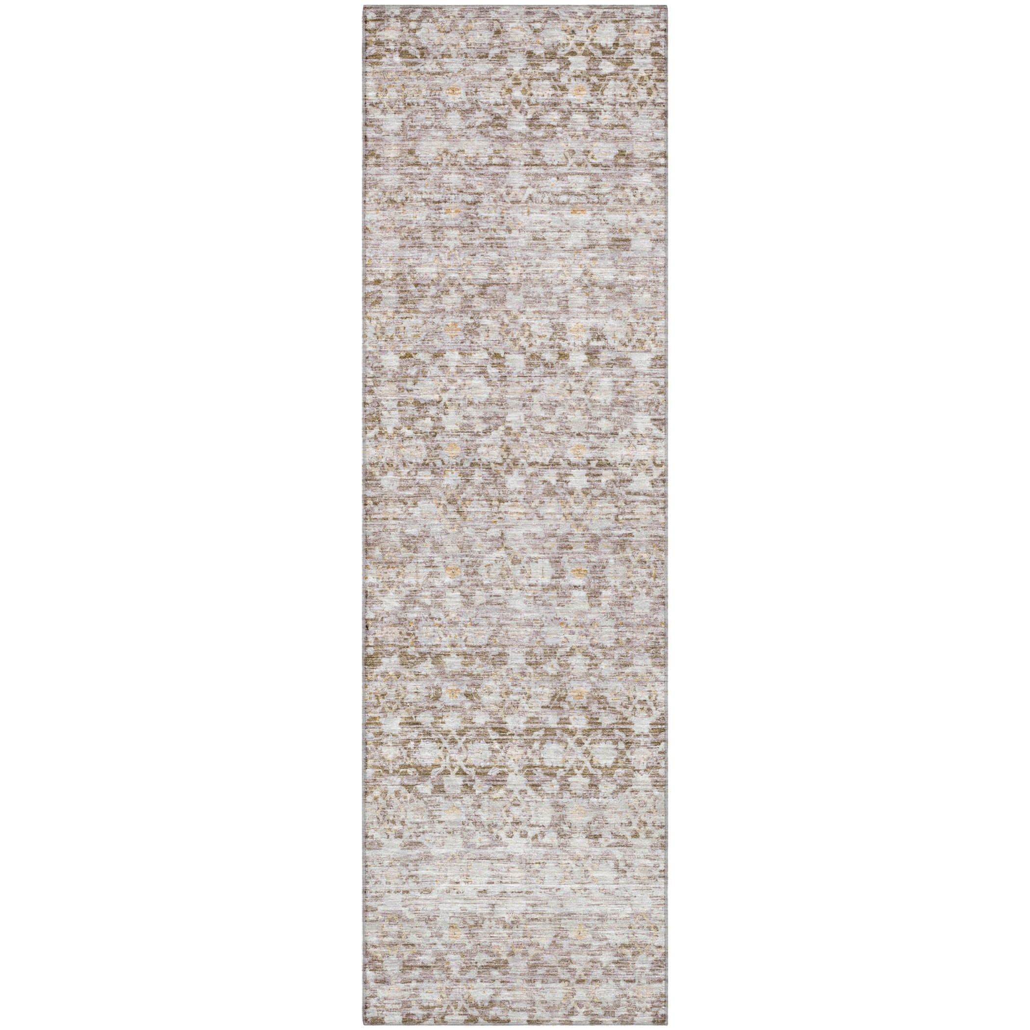 Reykjavik Machine Washable Transitional Taupe Brown Rug 2'3" x 7'6" #shape_Runner