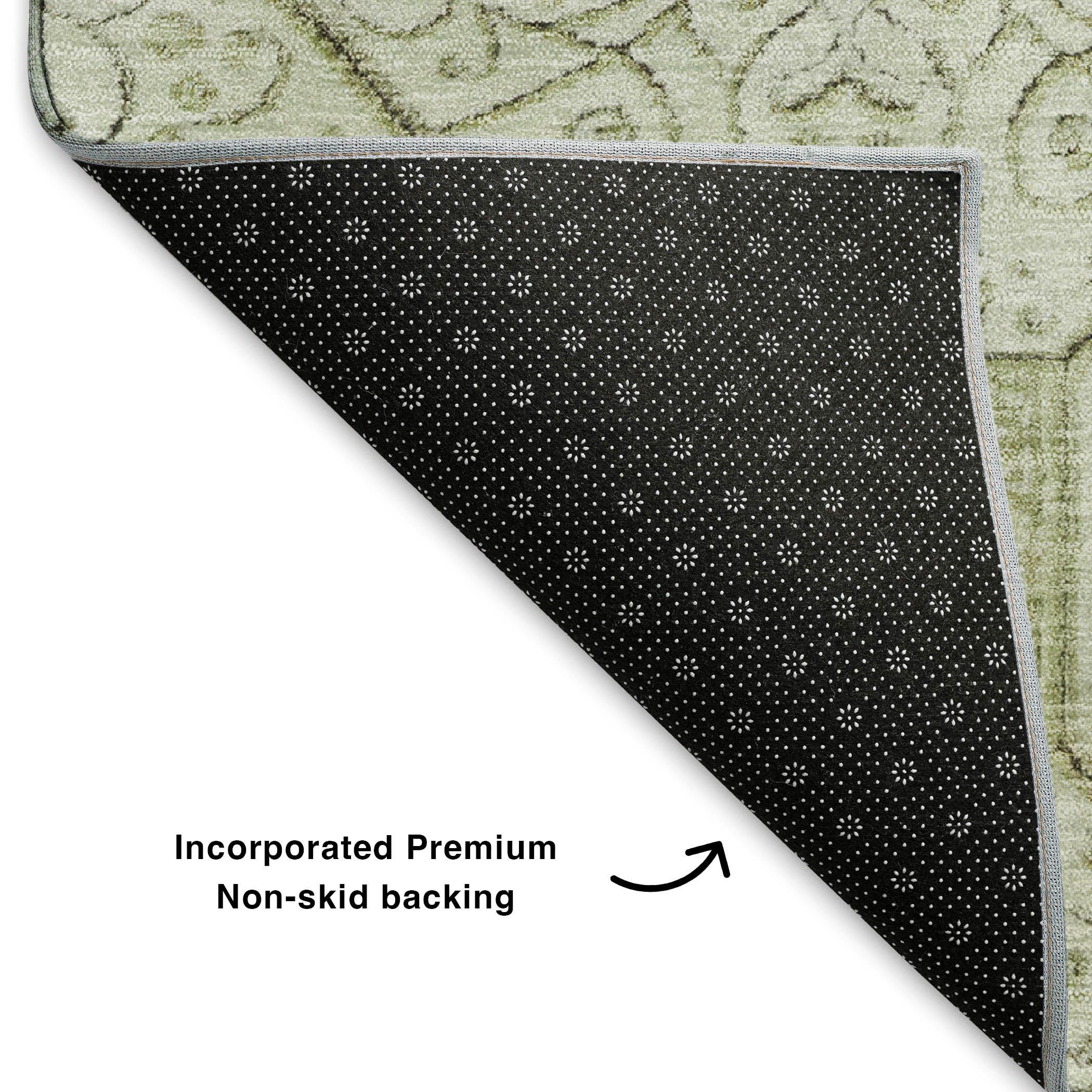 Bruges Machine Washable Transitional Aloe Green Rug 1'8" x 2'6" #shape_Rectangle