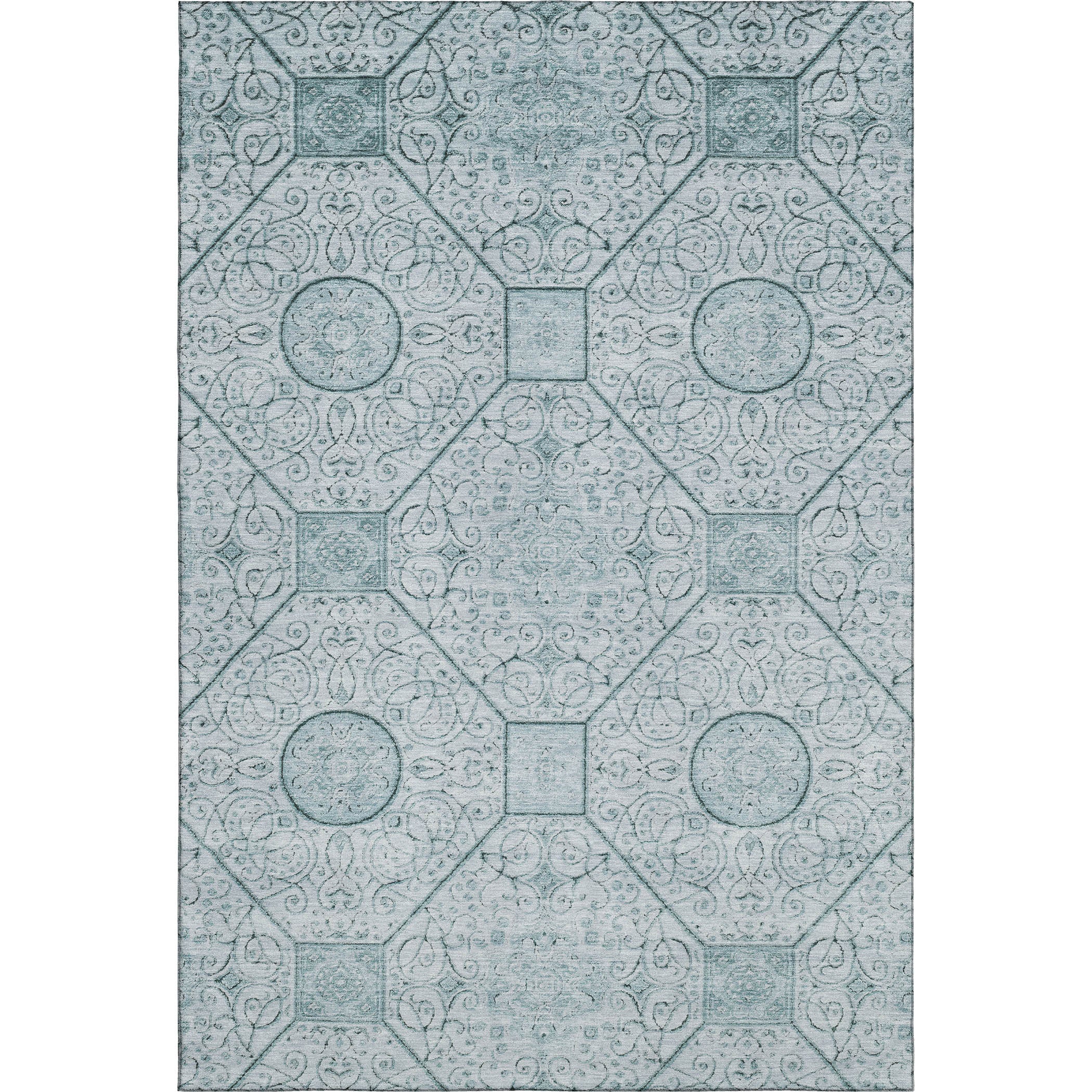 Bruges Machine Washable Transitional Aqua Teal Rug 2'6" x 3'10" #shape_Rectangle