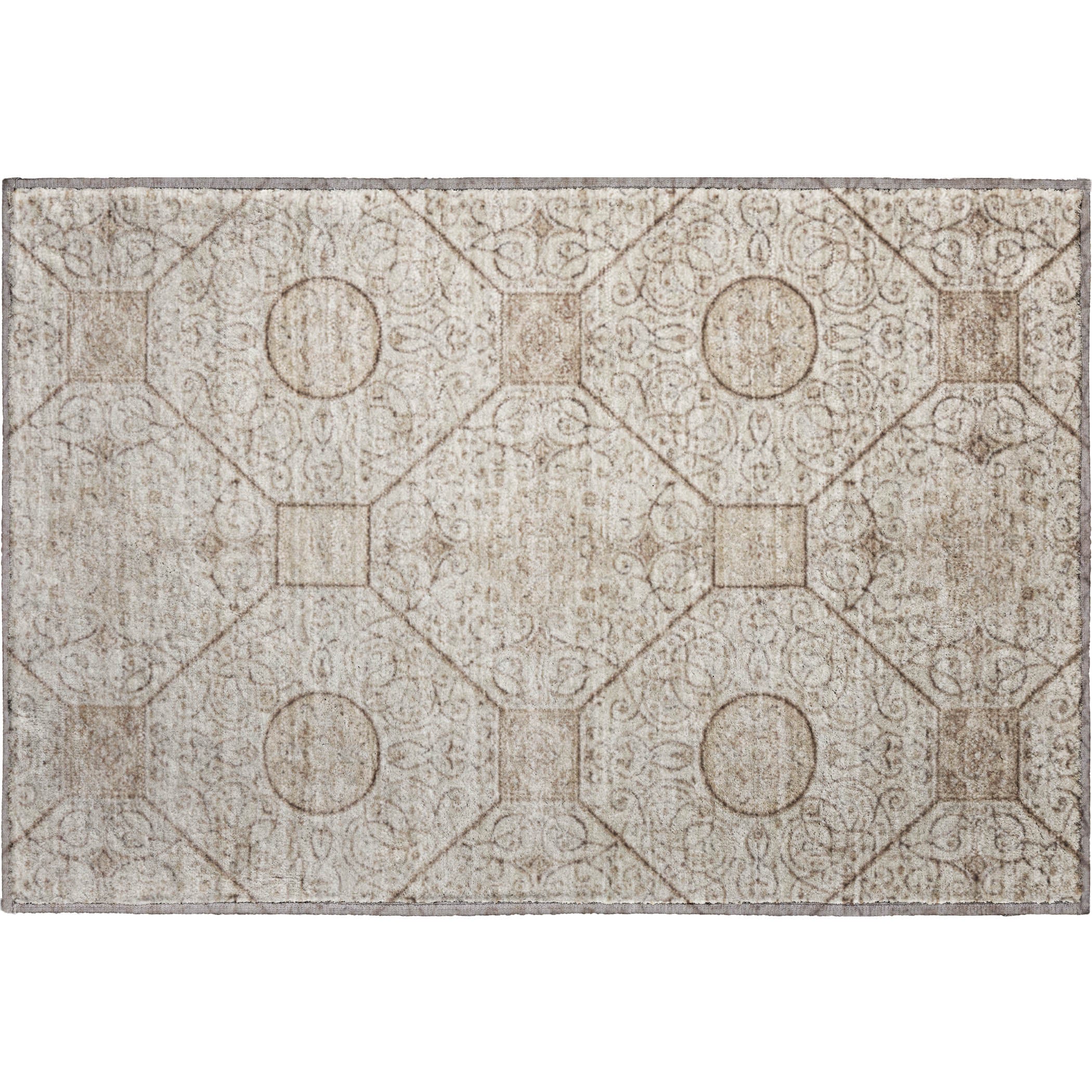 Bruges Machine Washable Transitional Beige Brown Rug 1'8" x 2'6" #shape_Rectangle