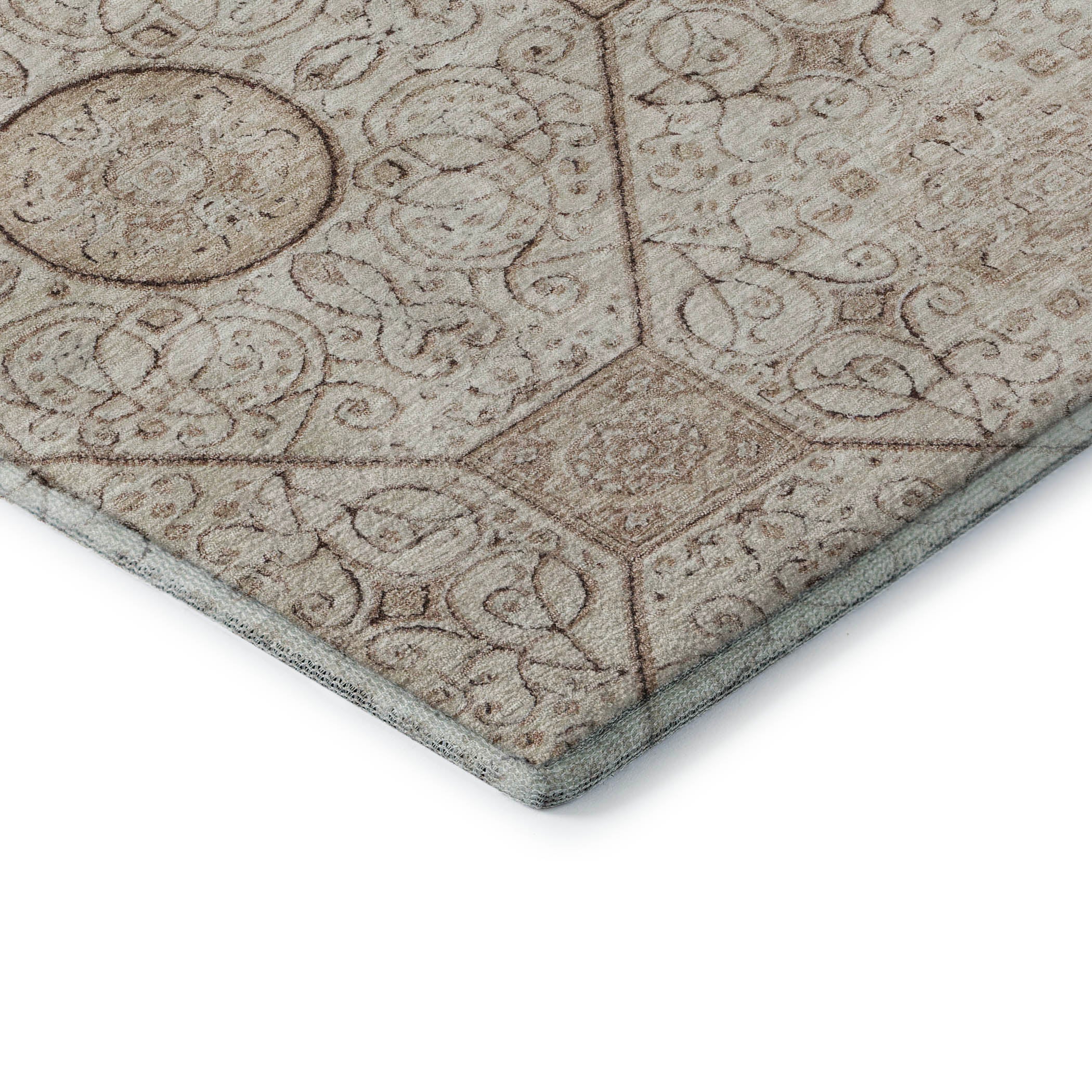Bruges Machine Washable Transitional Beige Brown Rug 1'8" x 2'6" #shape_Rectangle