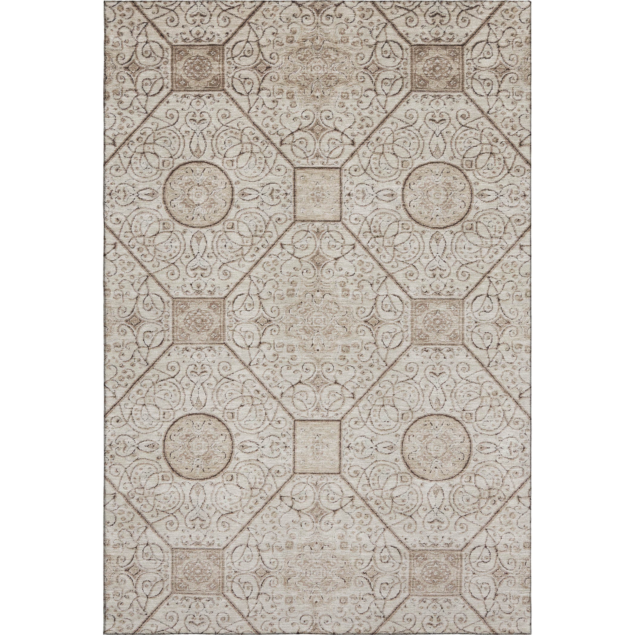 Bruges Machine Washable Transitional Beige Brown Rug 2'6" x 3'10" #shape_Rectangle
