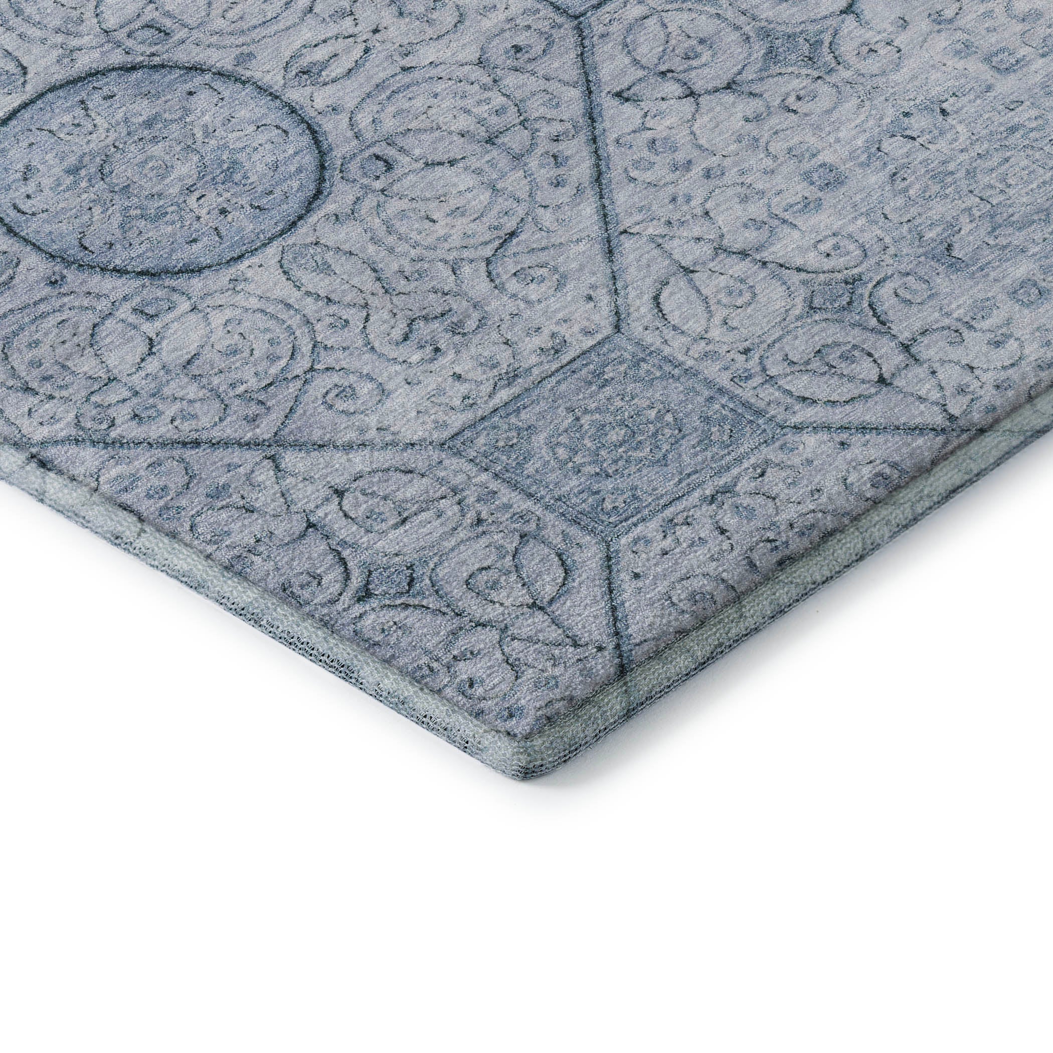 Bruges Machine Washable Transitional Blue Rug 1'8" x 2'6" #shape_Rectangle