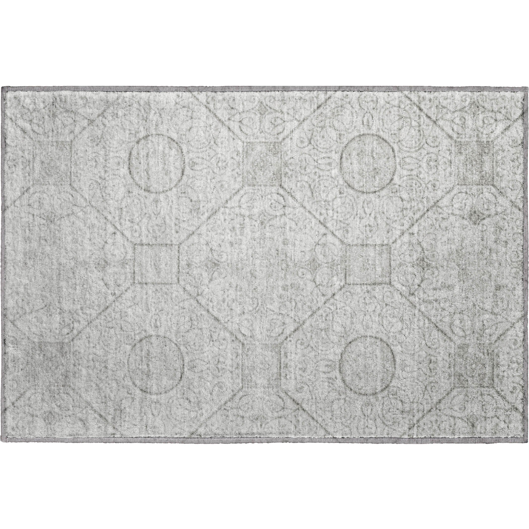 Bruges Machine Washable Transitional Silver Gray Rug 1'8" x 2'6" #shape_Rectangle