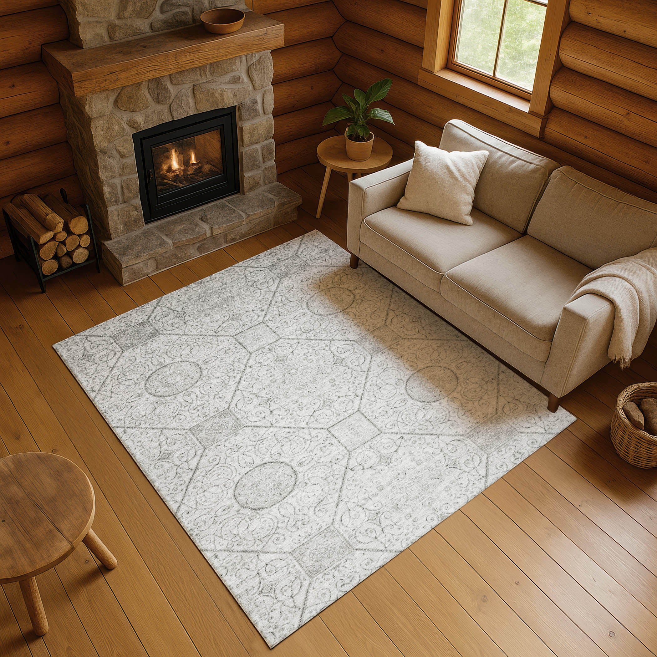 Bruges Machine Washable Transitional Silver Gray Rug 2'6" x 3'10" #shape_Rectangle