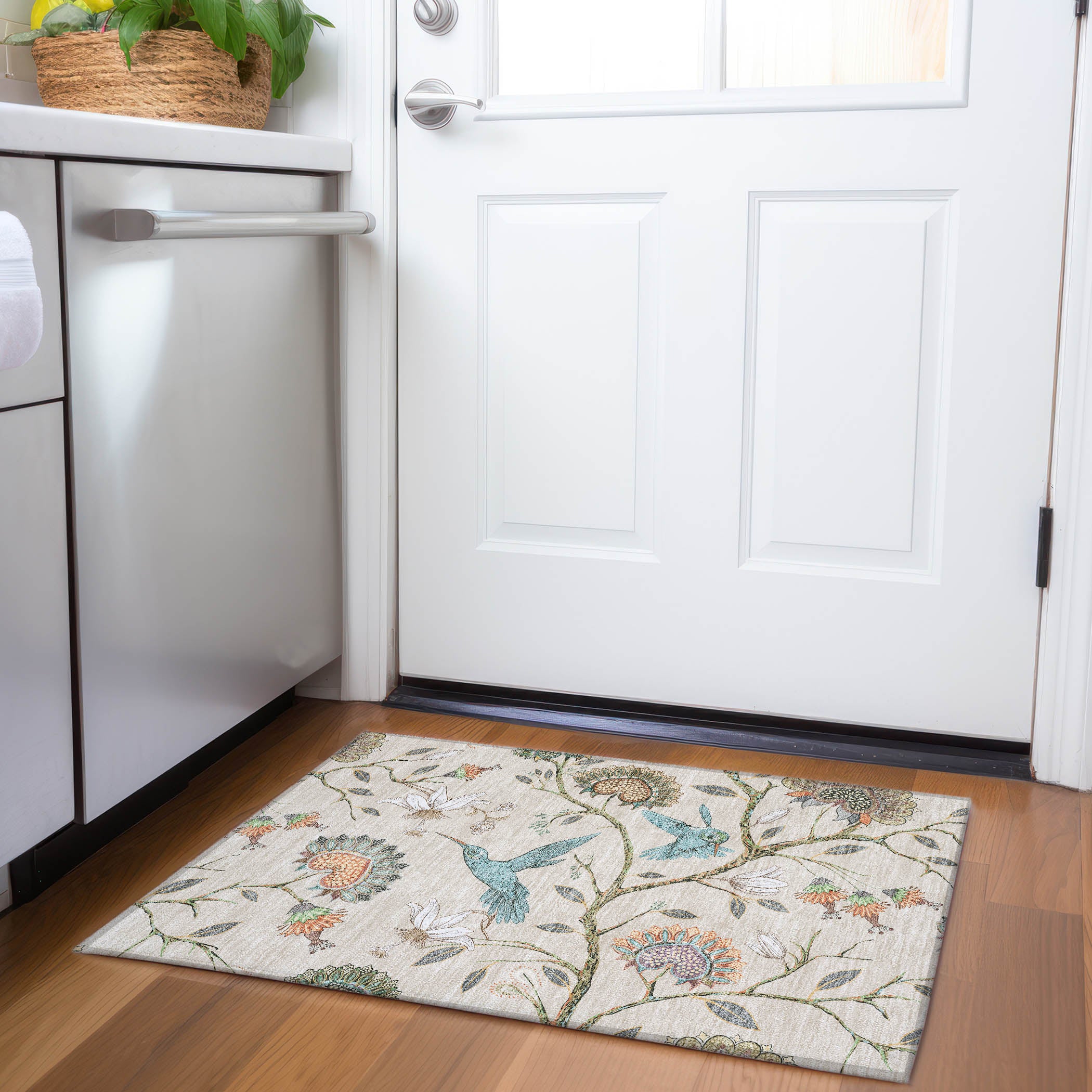 Dublin Machine Washable Kitchen Beige Rug 1'8" x 2'6" #shape_Rectangle