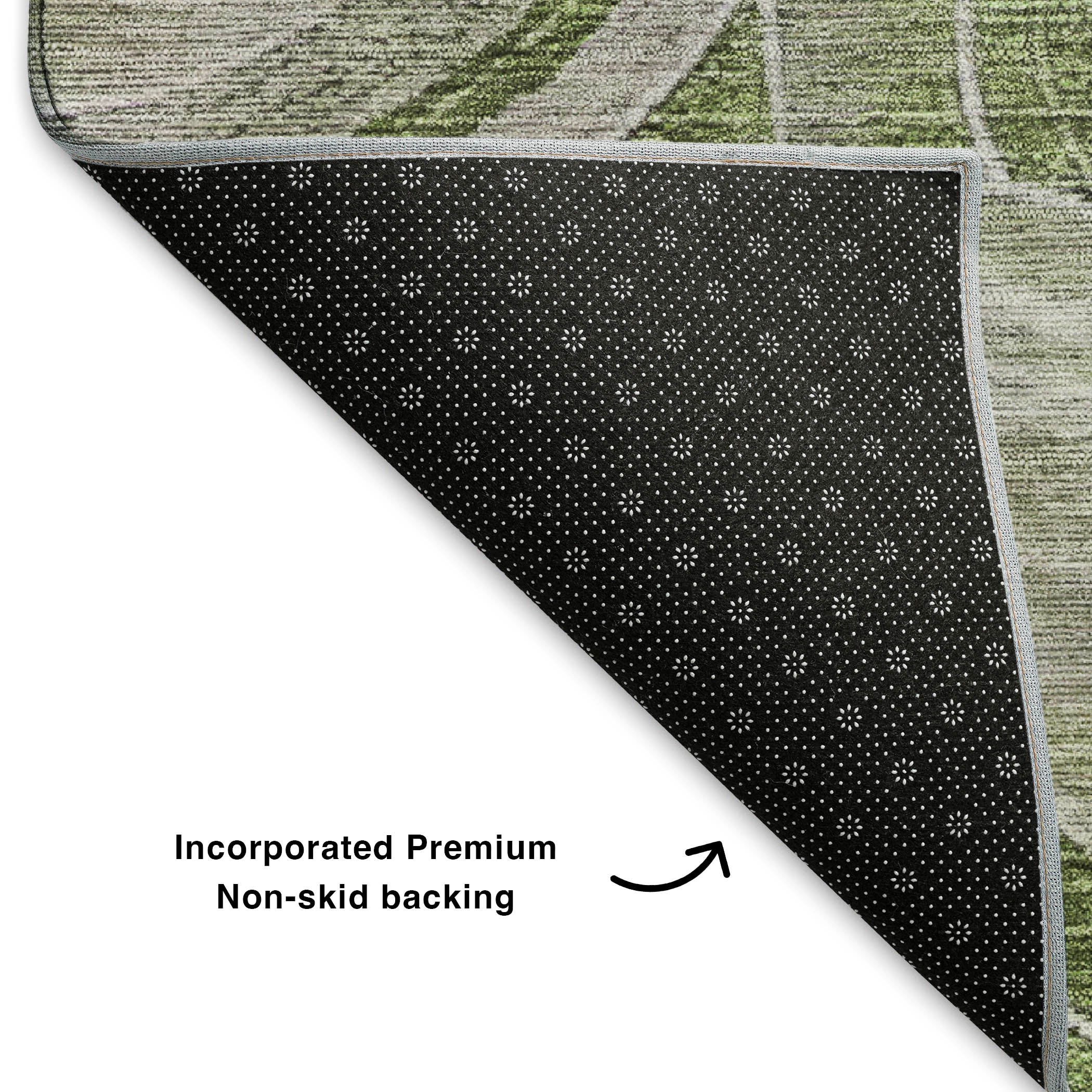 Colombo Machine Washable Transitional Aloe Green Rug 1'8" x 2'6" #shape_Rectangle