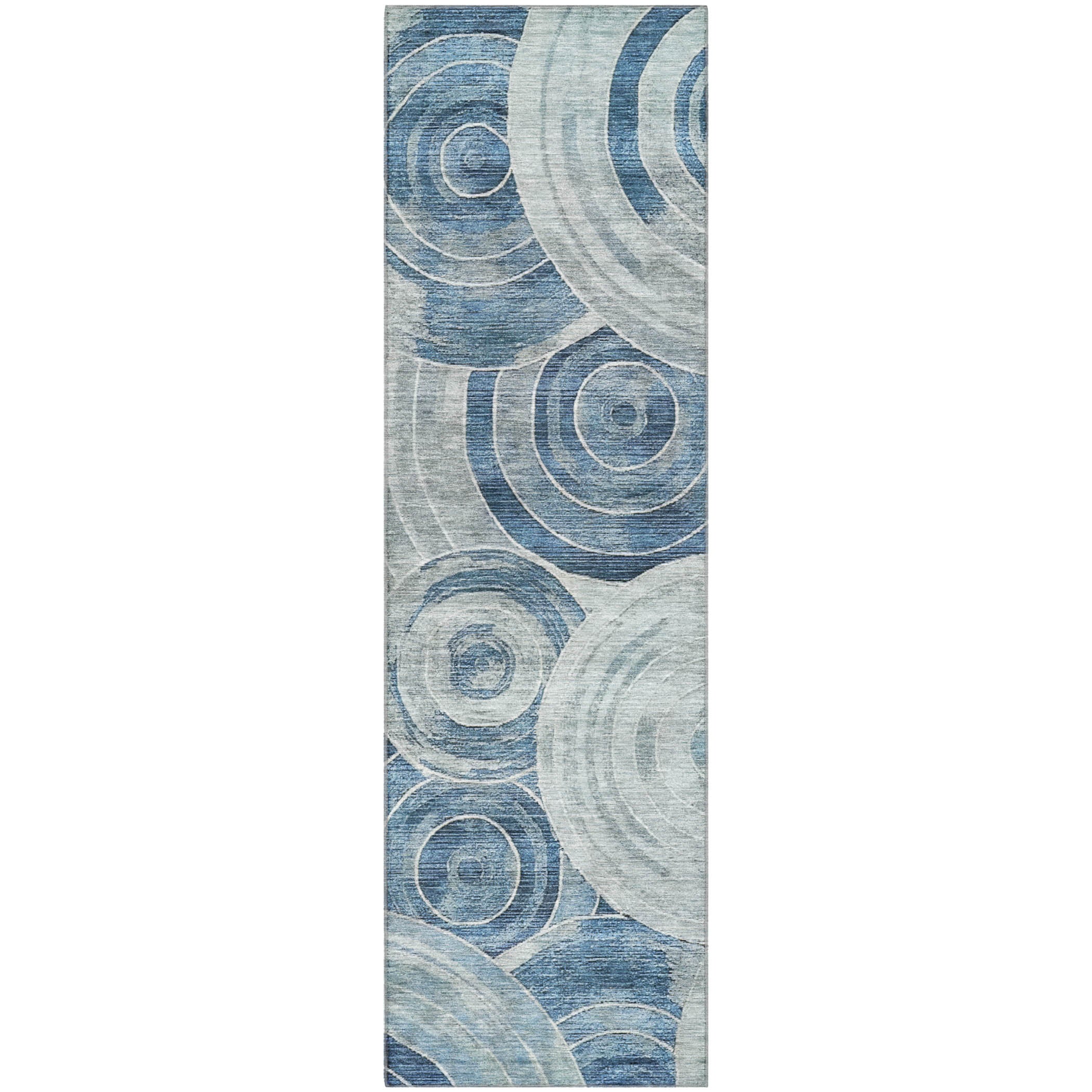 Colombo Machine Washable Transitional Blue Rug 2'3" x 7'6" #shape_Runner