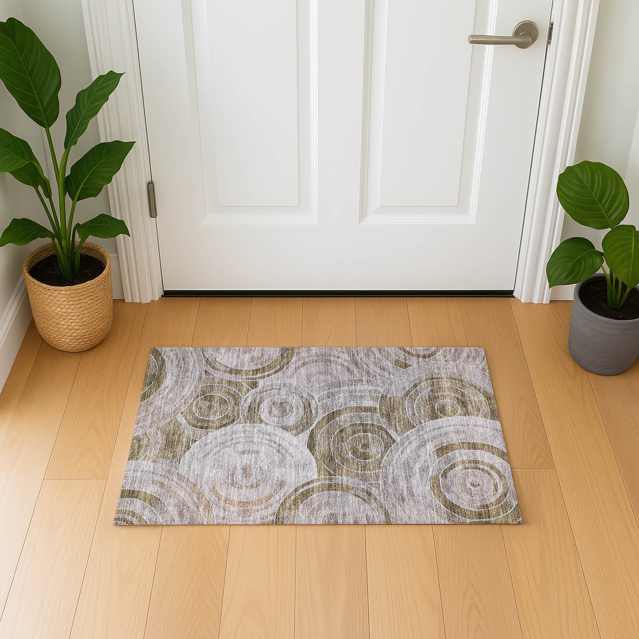 Colombo Machine Washable Transitional Brown Rug 1'8" x 2'6" #shape_Rectangle