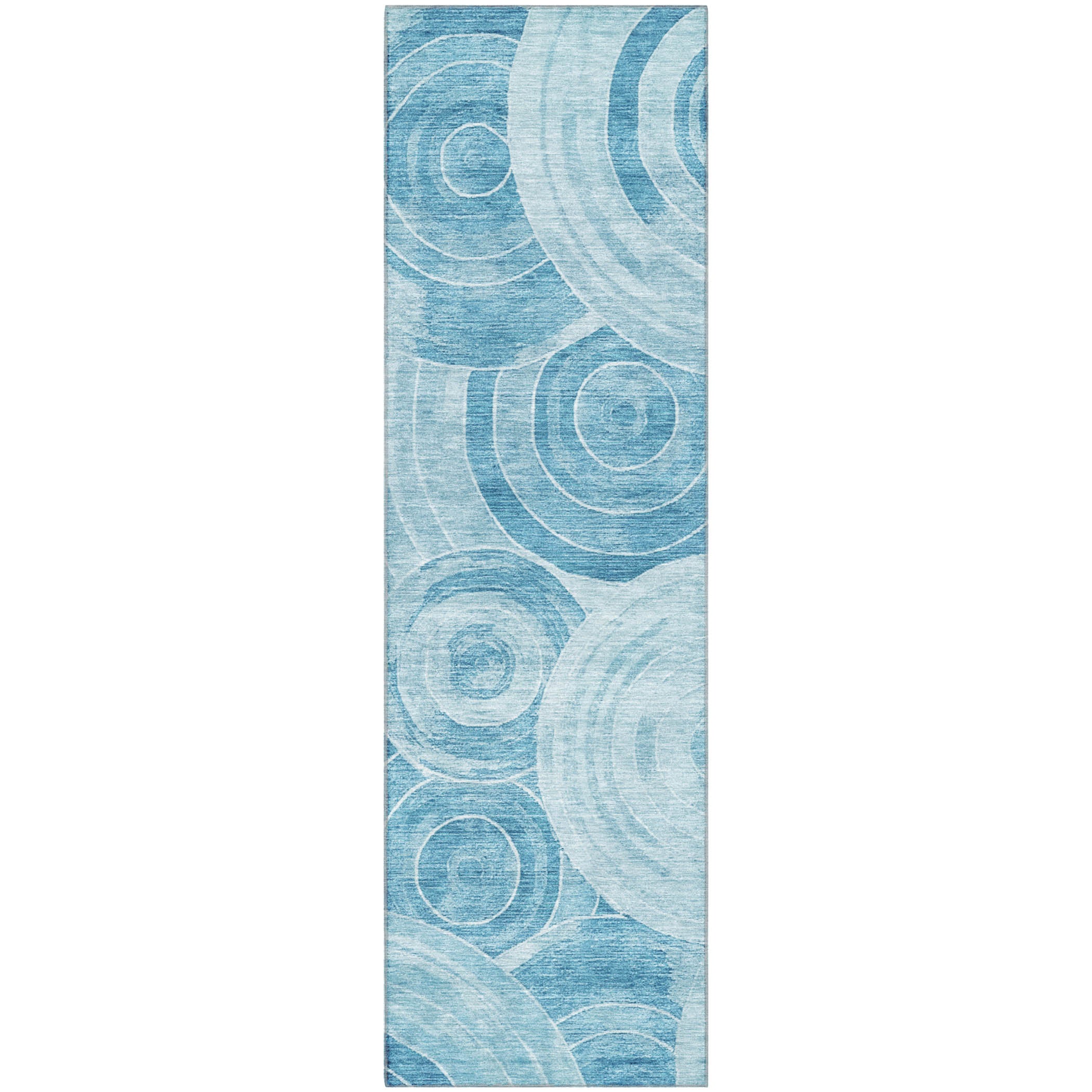 Colombo Machine Washable Transitional Denim Blue Rug 2'3" x 7'6" #shape_Runner
