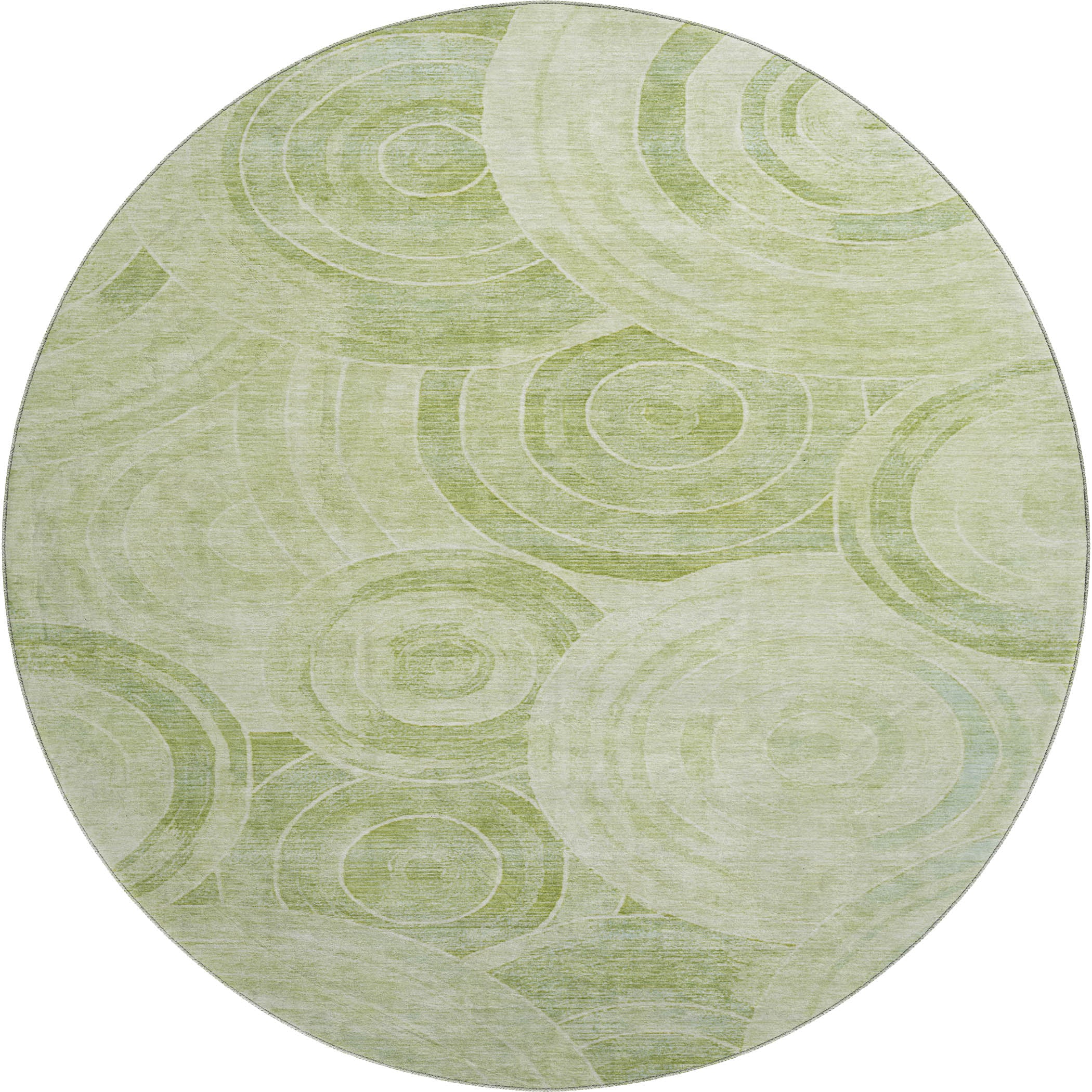 Colombo Machine Washable Transitional Sage Green Rug 8' x 8' #shape_Round