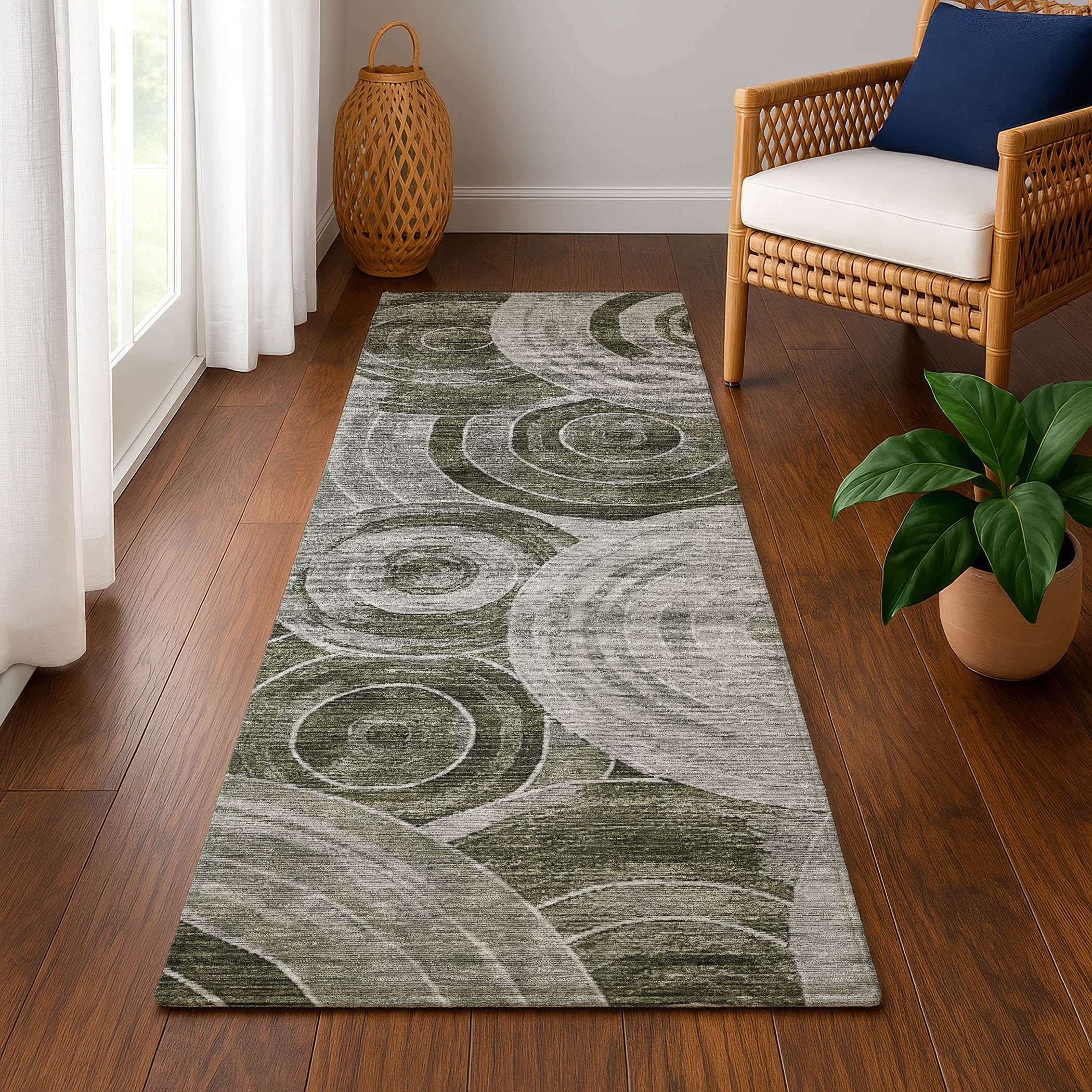 Colombo Machine Washable Transitional Taupe Brown Rug 2'3" x 7'6" #shape_Runner