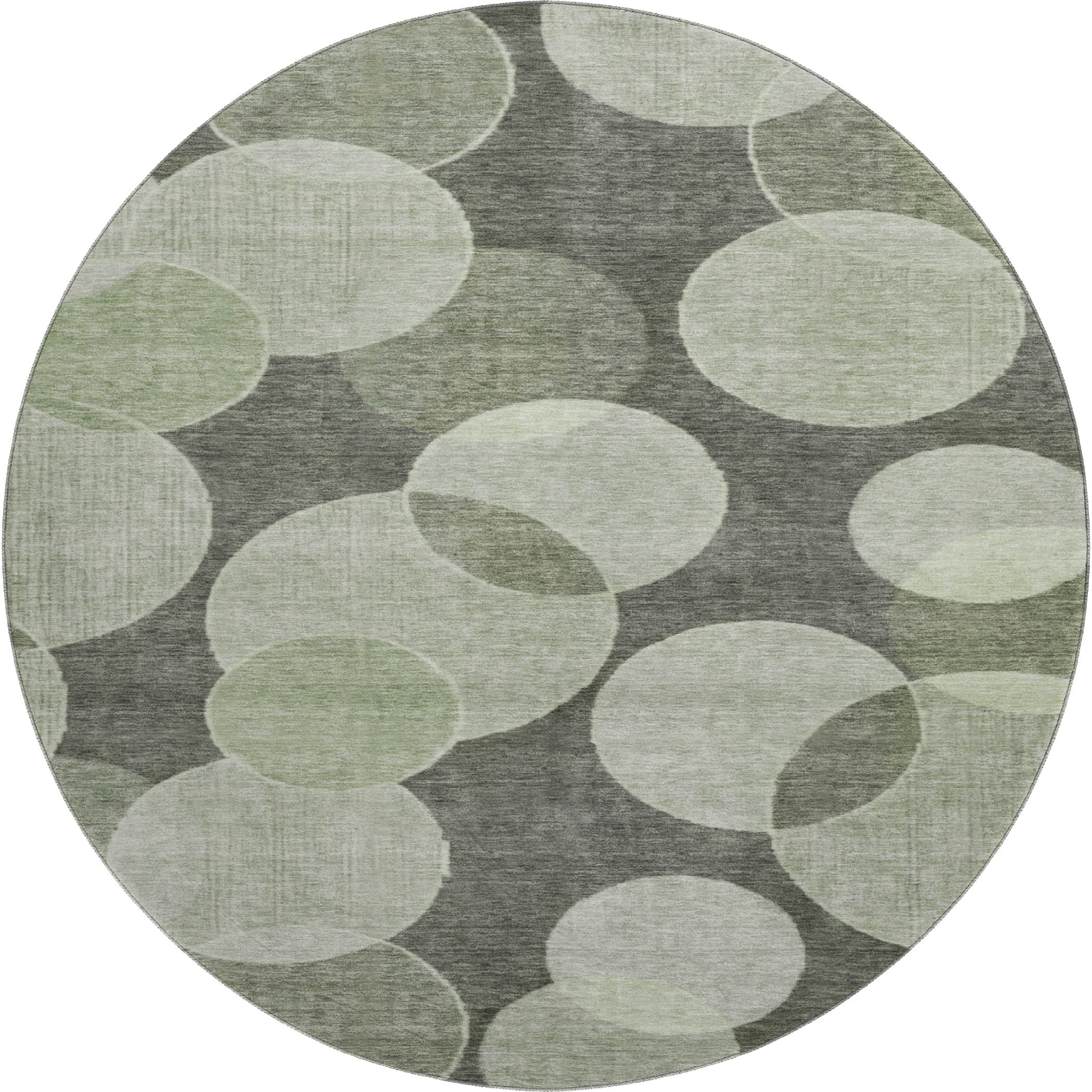 Colombo Machine Washable Transitional Aloe Green Rug 8' x 8' #shape_Round