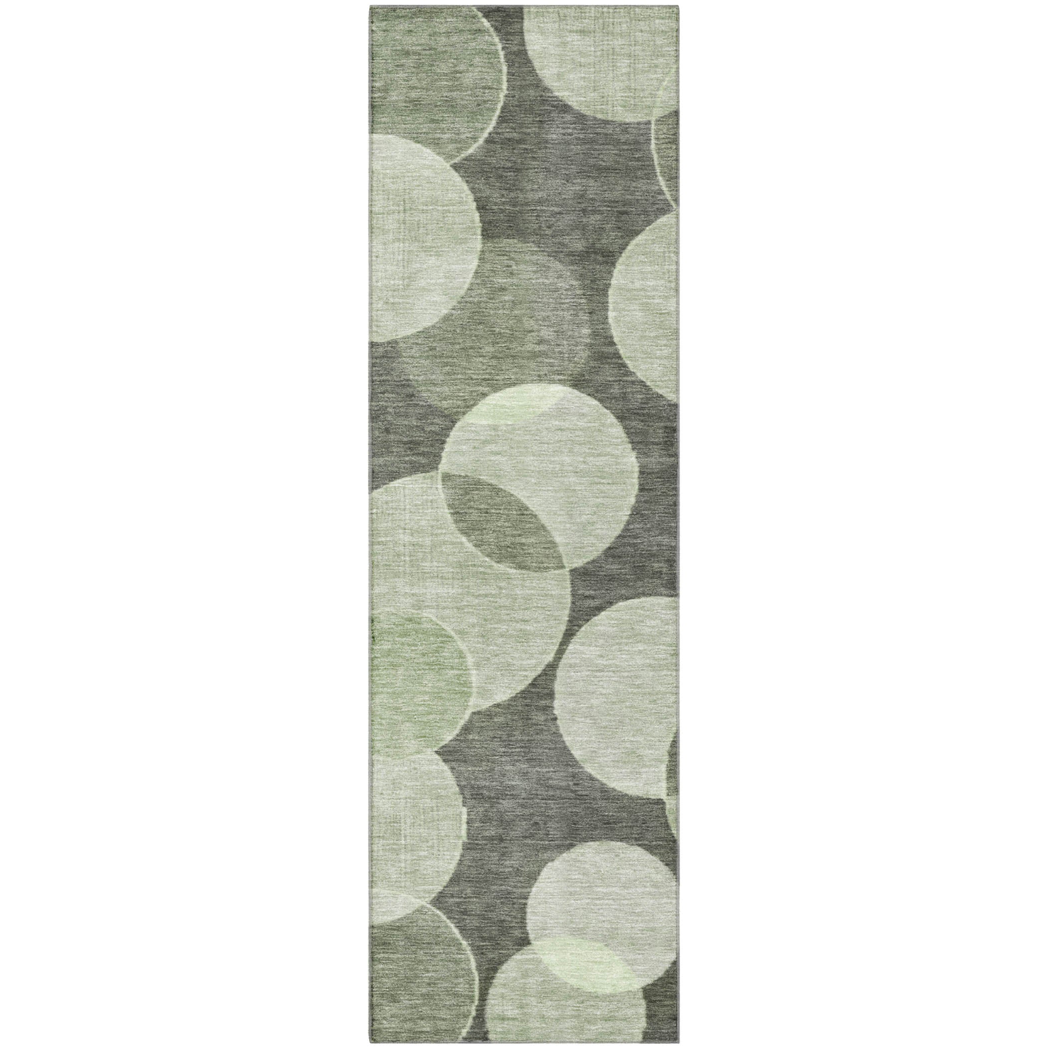 Colombo Machine Washable Transitional Aloe Green Rug 2'3" x 7'6" #shape_Runner