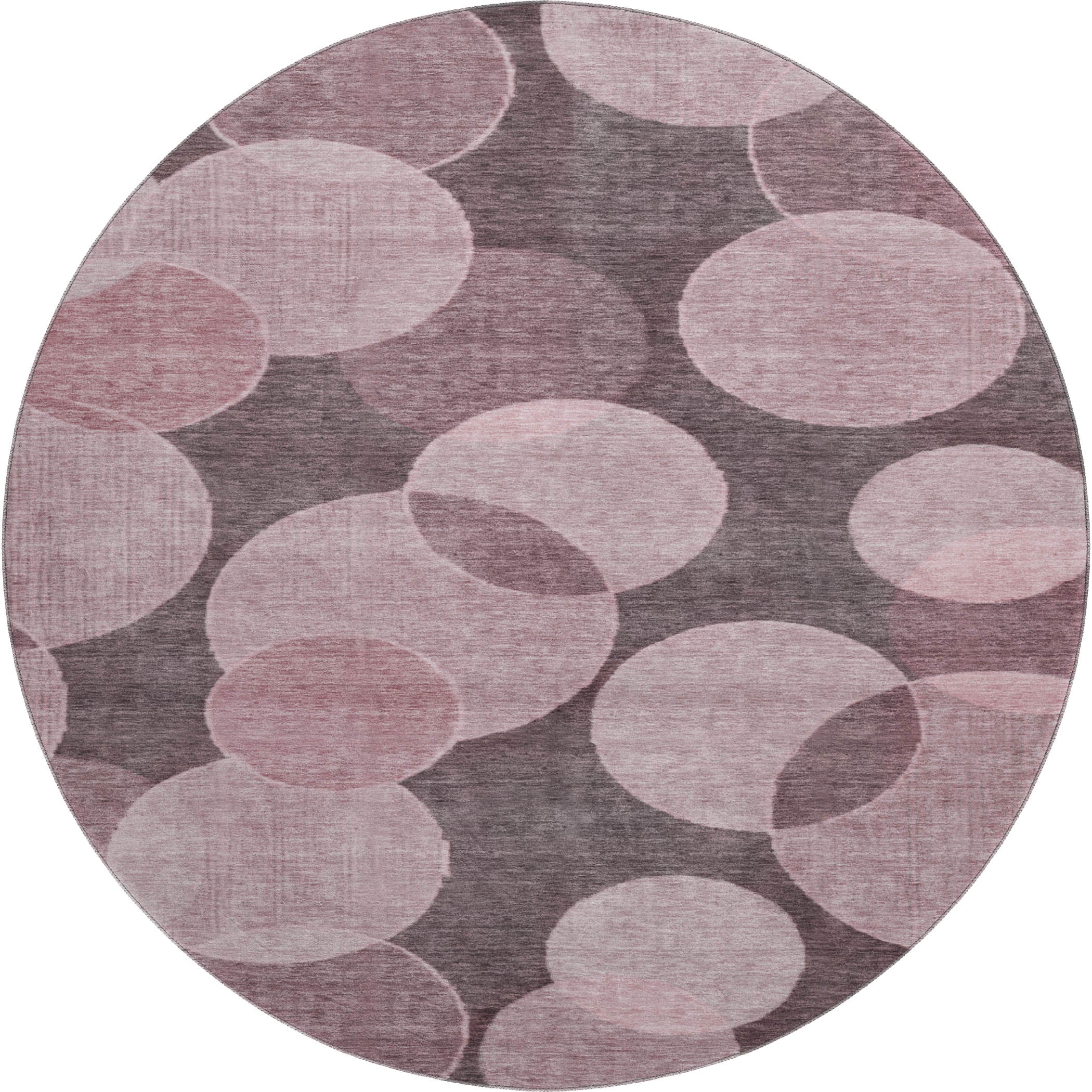 Colombo Machine Washable Transitional Blush Pink Rug 8' x 8' #shape_Round