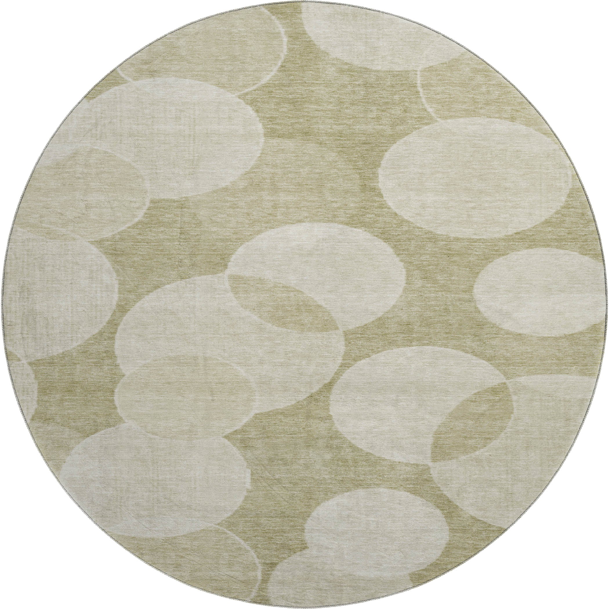 Colombo Machine Washable Transitional Tan Brown Rug 8' x 8' #shape_Round