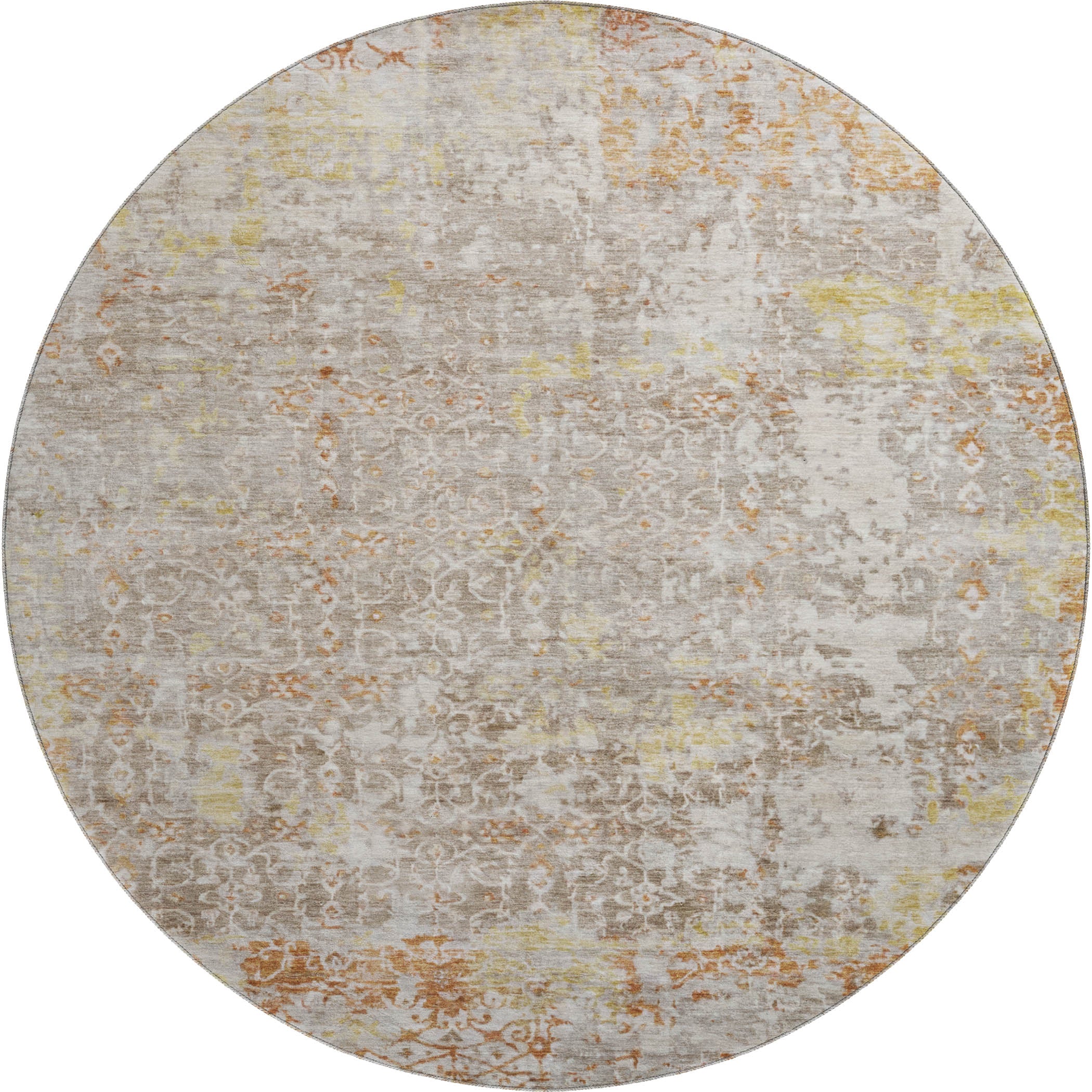 Reykjavik Machine Washable Transitional Brown Rug 8' x 8' #shape_Round